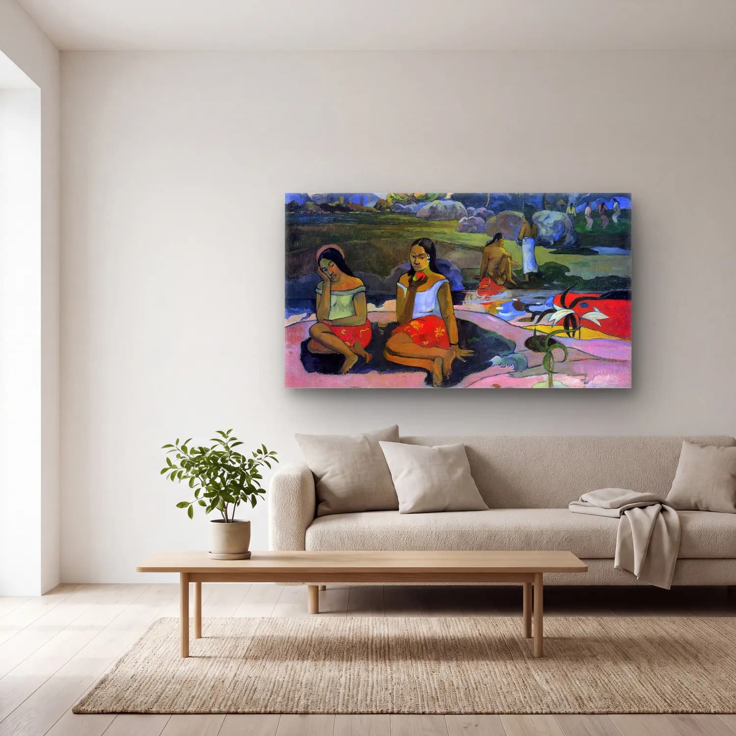 Paul Gauguin – Sacred Spring cam tablo — açık renk salonda