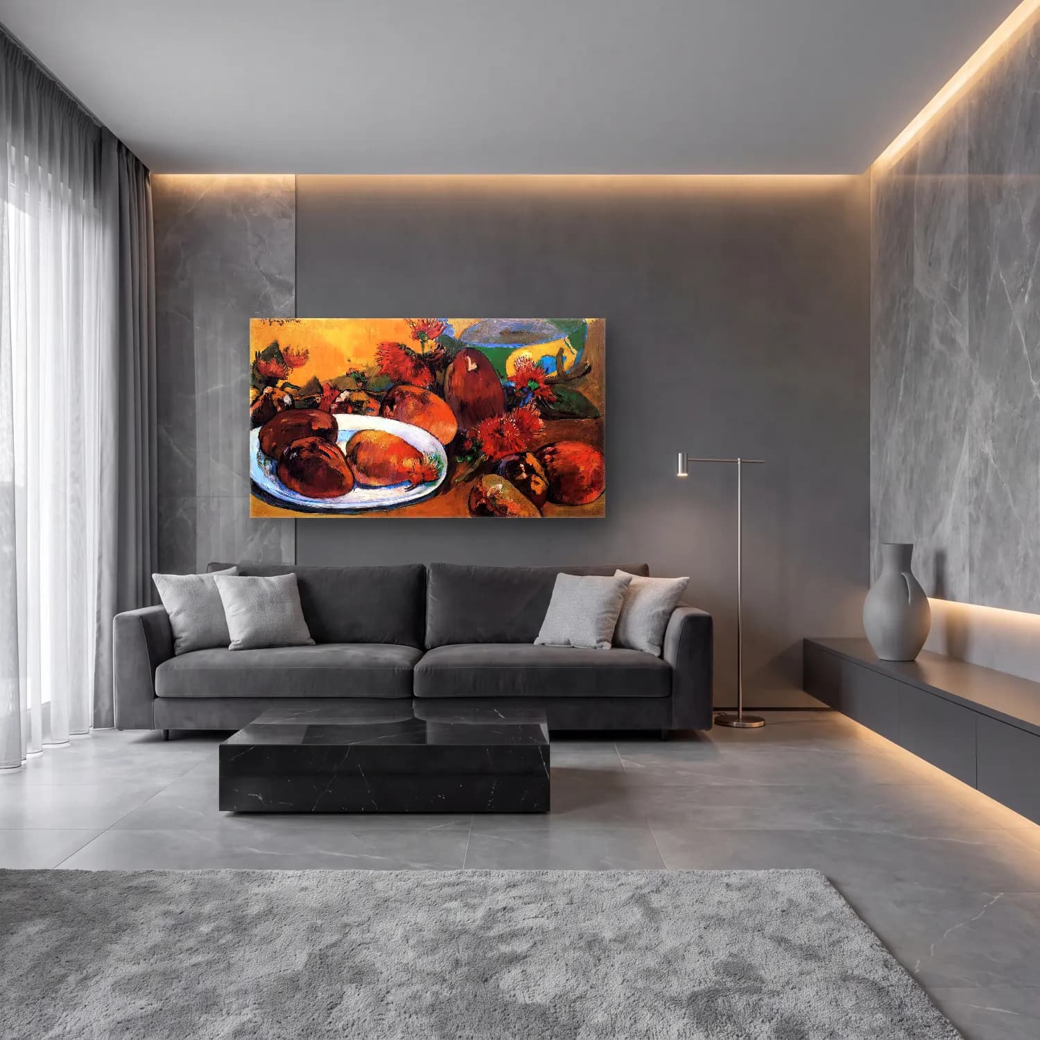 Paul Gauguin – Still-Life with Mangoes cam tablo — lüks salon duvarında