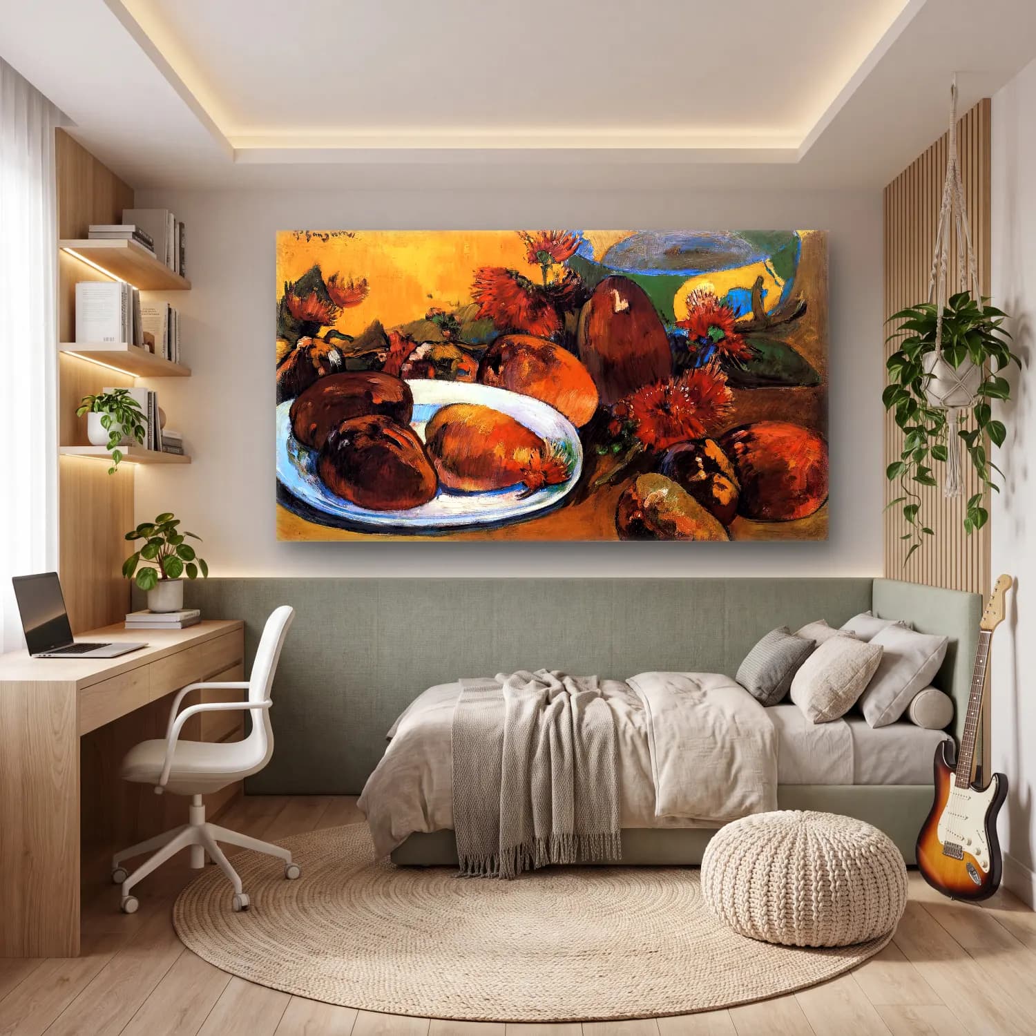Paul Gauguin – Still-Life with Mangoes cam tablo — genç odasında