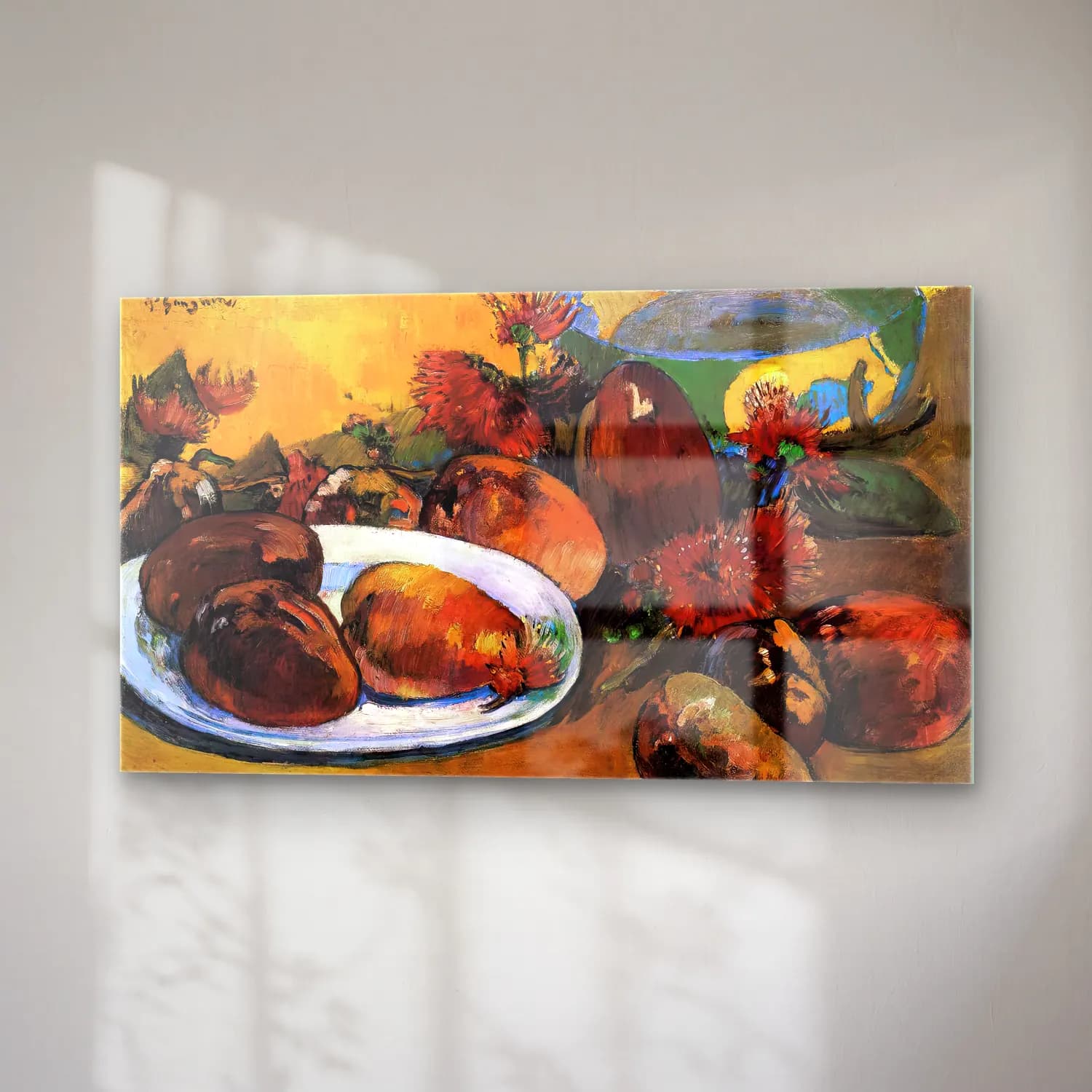 Paul Gauguin – Still-Life with Mangoes cam tablo — sağ açıdan görünüm