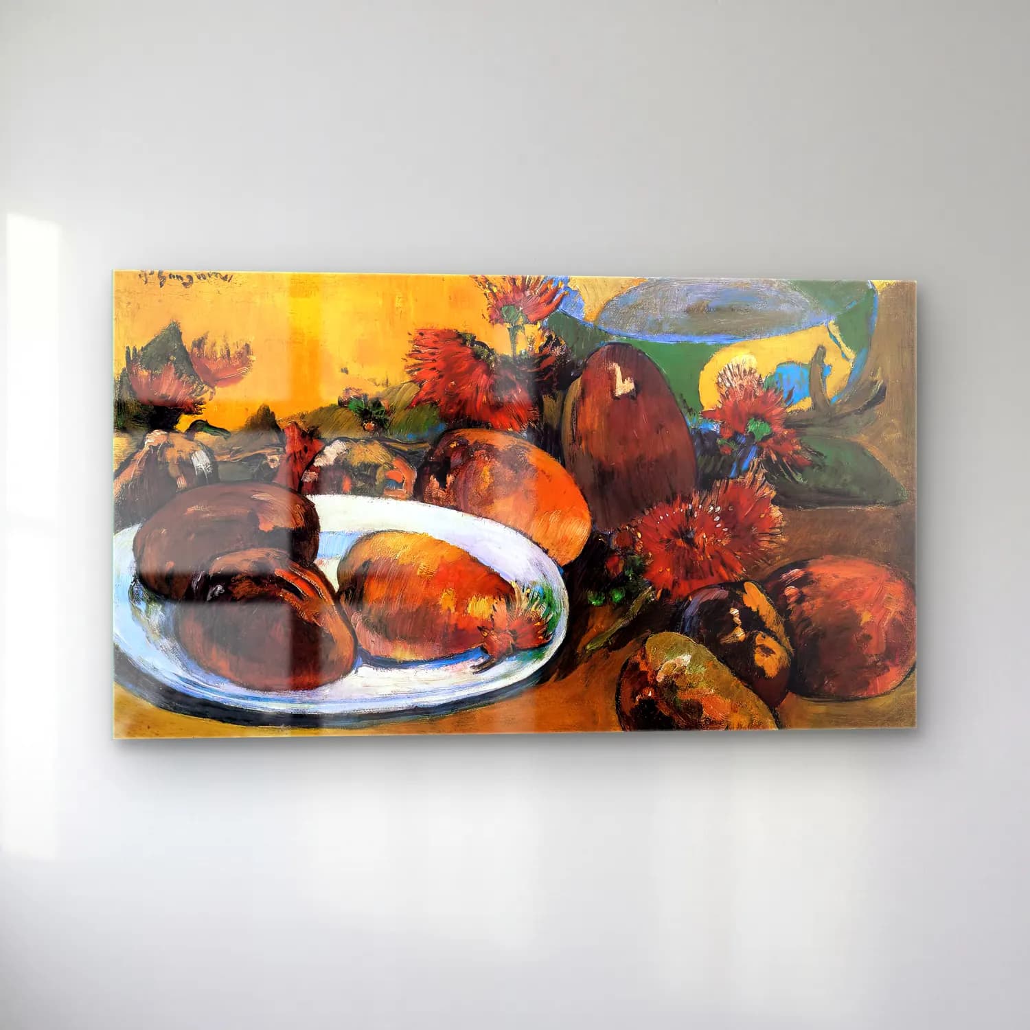 Paul Gauguin – Still-Life with Mangoes cam tablo — sol açıdan görünüm