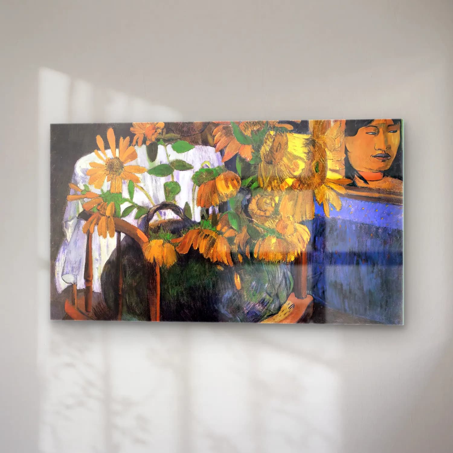 Paul Gauguin – Sunflowers in a Chair cam tablo — sağ açıdan görünüm