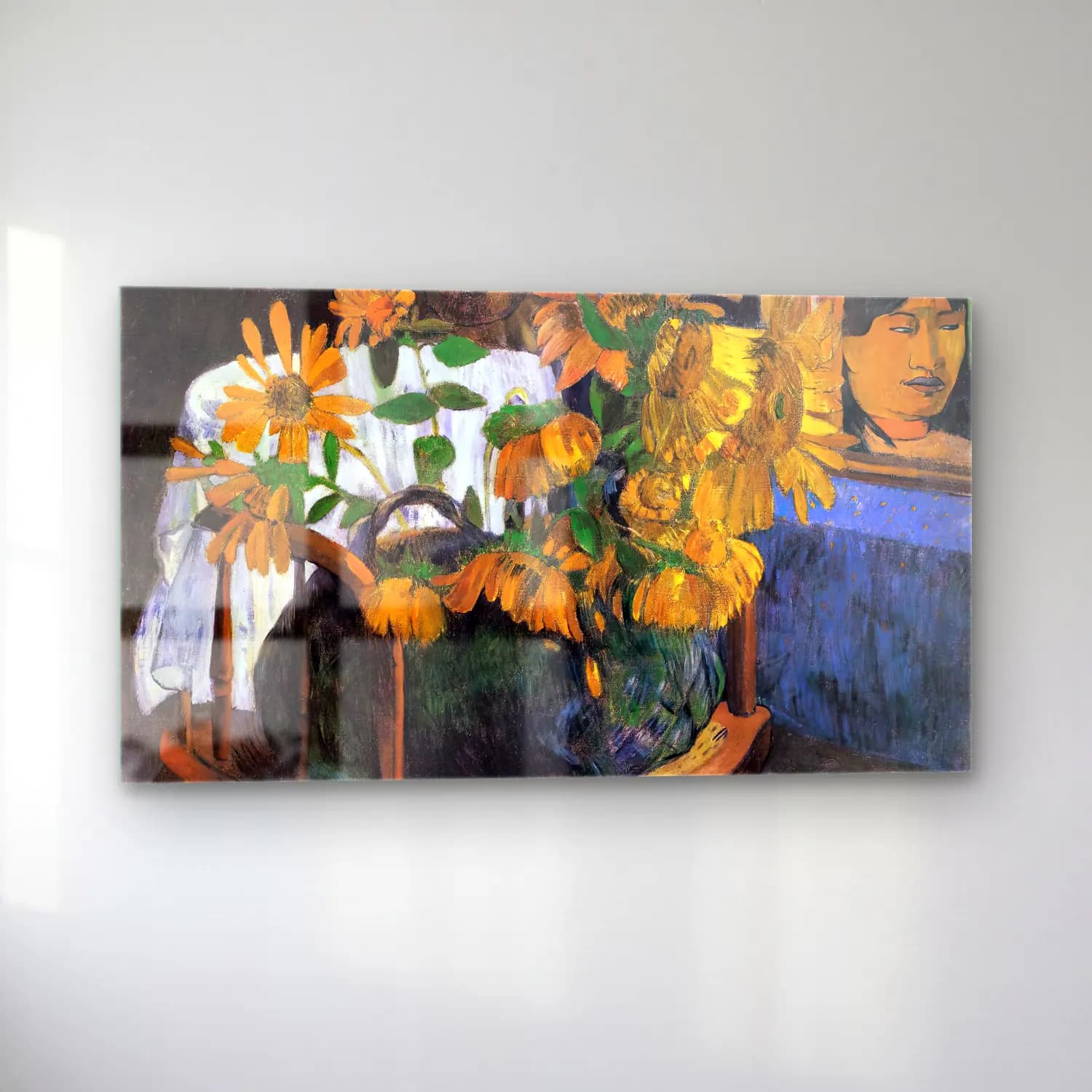 Paul Gauguin – Sunflowers in a Chair cam tablo — sol açıdan görünüm