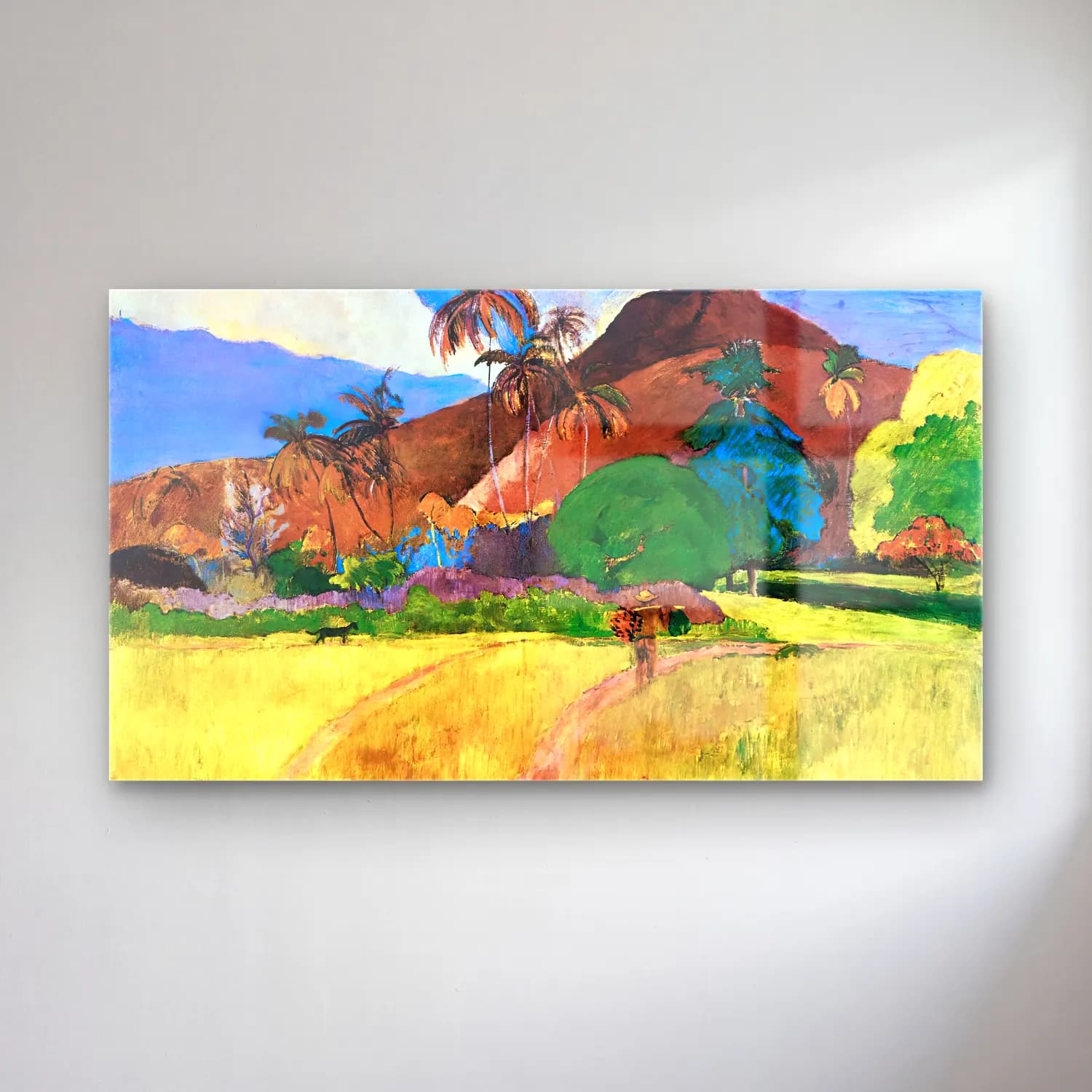 Paul Gauguin – Tahitian Landscape cam tablo — Paul Gauguin – Tahitian Landscape — empresyonist palmiyeli tropik sahil