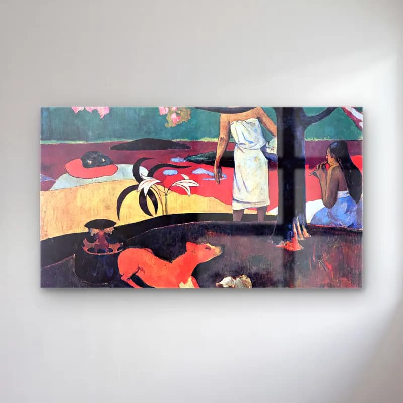 Paul Gauguin – Tahitian Pastorals cam tablo — Paul Gauguin – Tahitian Pastorals — empresyonist köpek