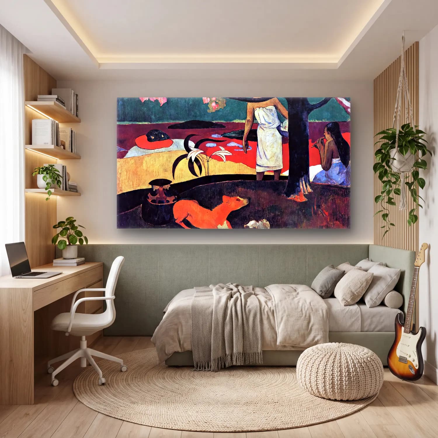 Paul Gauguin – Tahitian Pastorals cam tablo — genç odasında