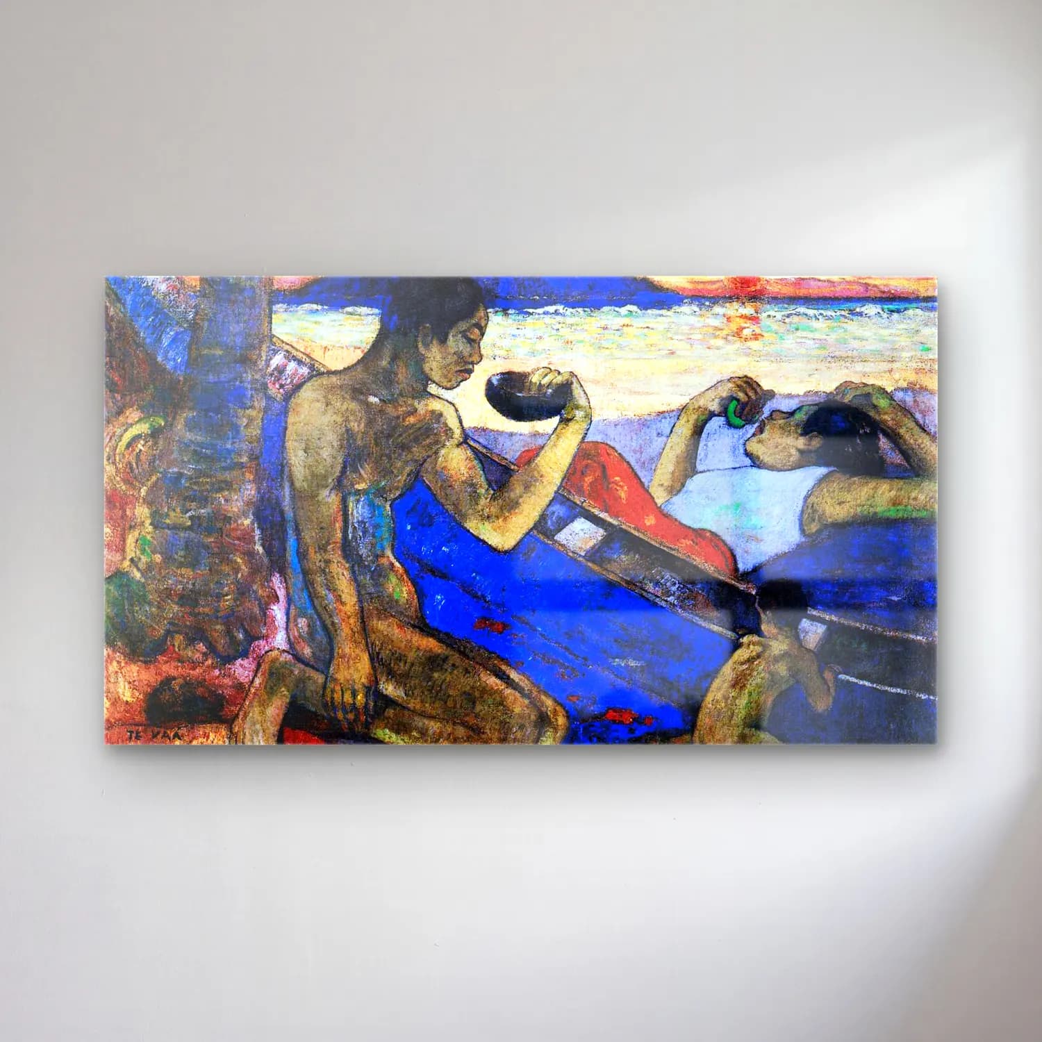 Paul Gauguin – Te Vaa (The Canoe) cam tablo — Paul Gauguin – Te Vaa (The Canoe) — empresyonist mitolojik sahne