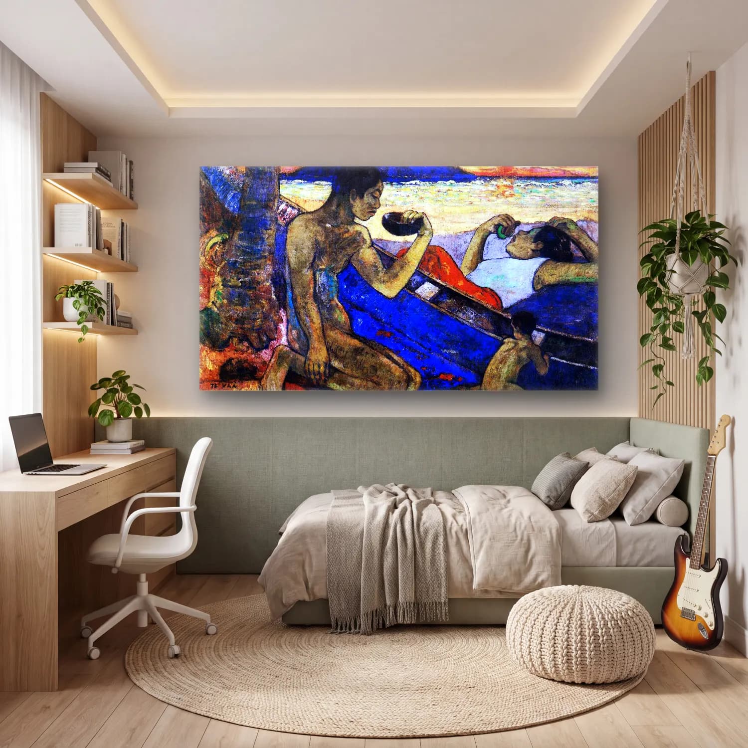 Paul Gauguin – Te Vaa (The Canoe) cam tablo — genç odasında