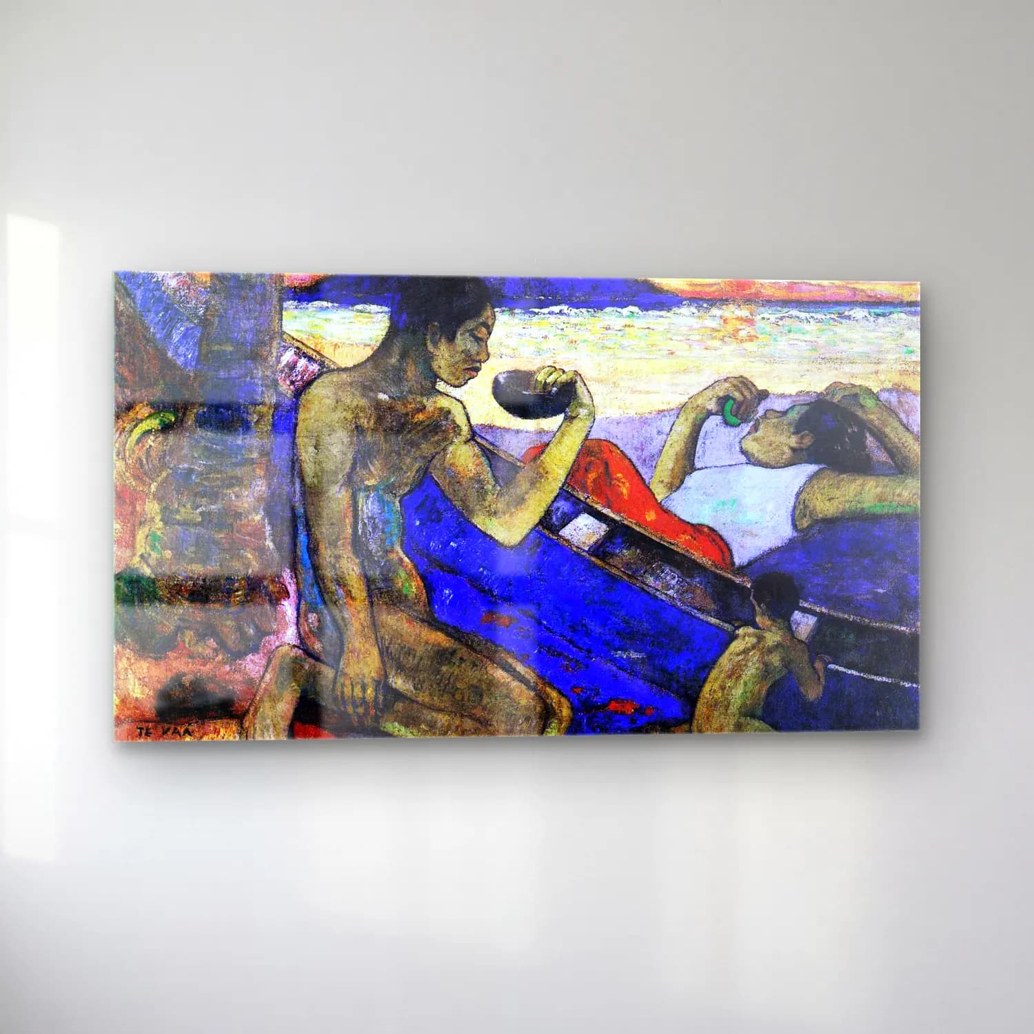 Paul Gauguin – Te Vaa (The Canoe) cam tablo — sol açıdan görünüm