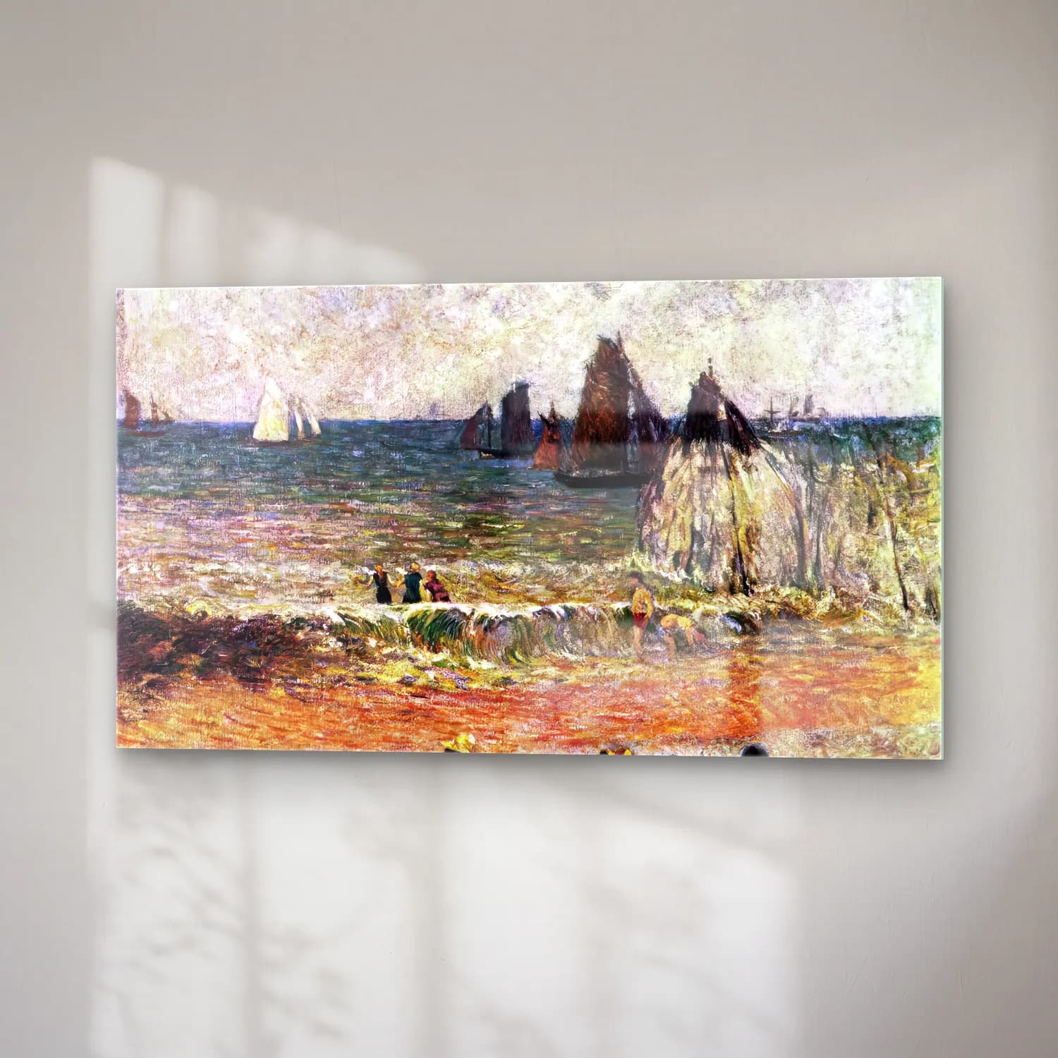 Paul Gauguin – The Beach at Dieppe cam tablo — sağ açıdan görünüm