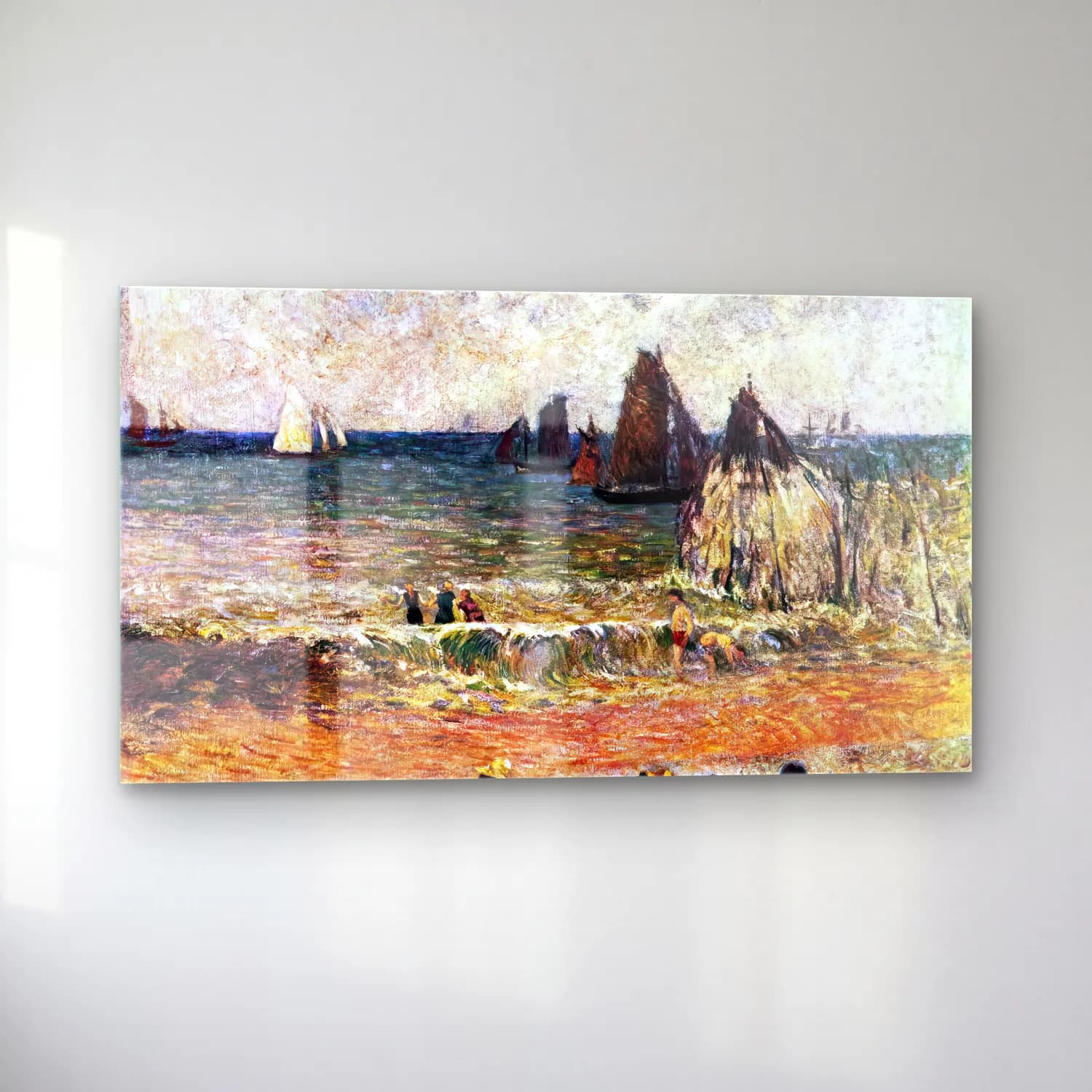 Paul Gauguin – The Beach at Dieppe cam tablo — sol açıdan görünüm