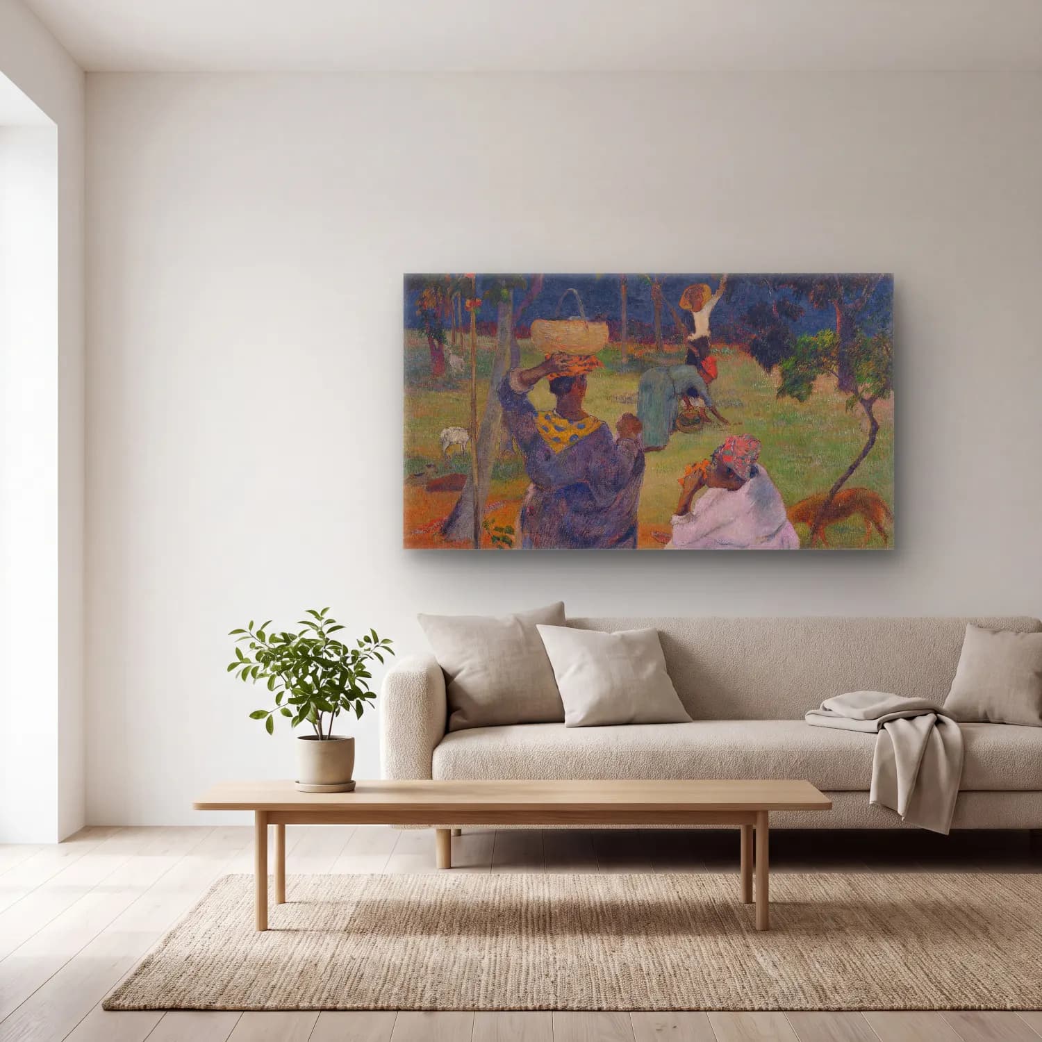Paul Gauguin – The Mango Trees, Martinique cam tablo — açık renk salonda