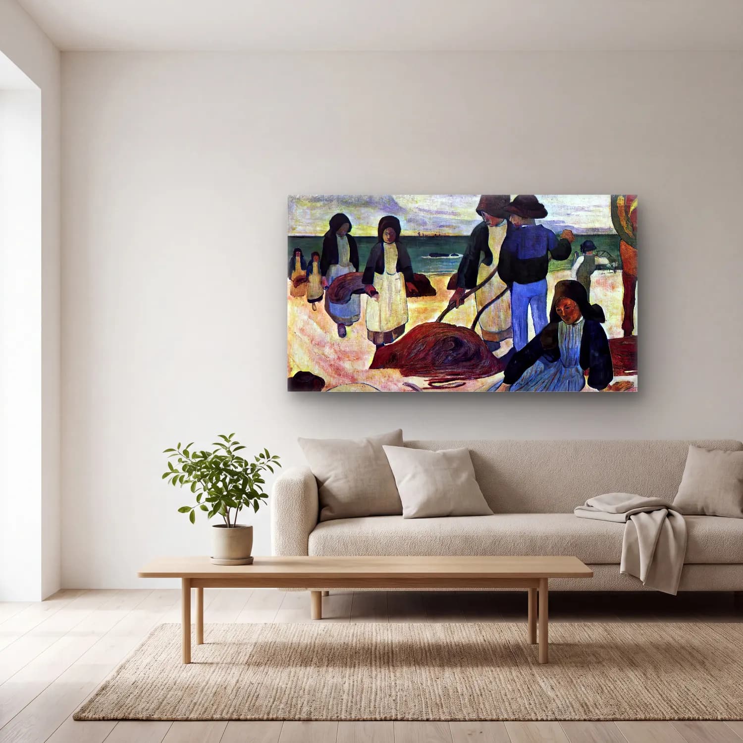 Paul Gauguin – The Seaweed Harvesters cam tablo — açık renk salonda
