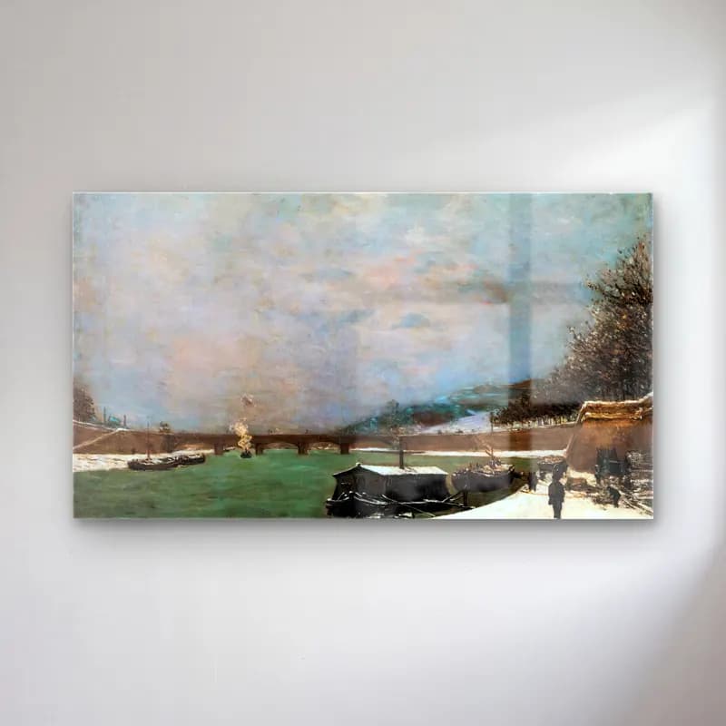 Paul Gauguin – The Seine at the Pont d Iéna, Snowy Weather cam tablo — Paul Gauguin – The Seine at the Pont d Iéna, Snowy Weather — empresyonist karlı kış manzarası