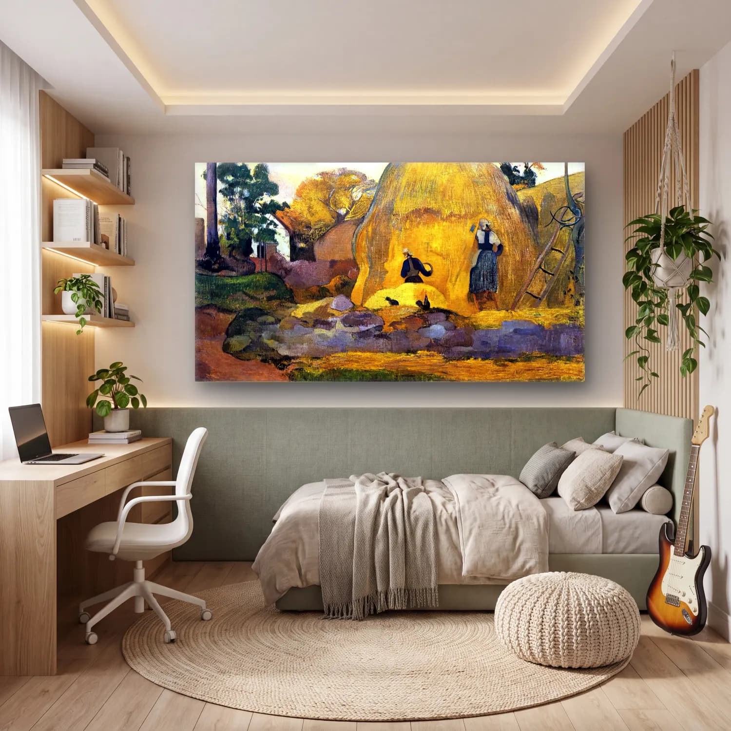 Paul Gauguin – The Yellow Haystacks (The Blond Harvest) cam tablo — genç odasında