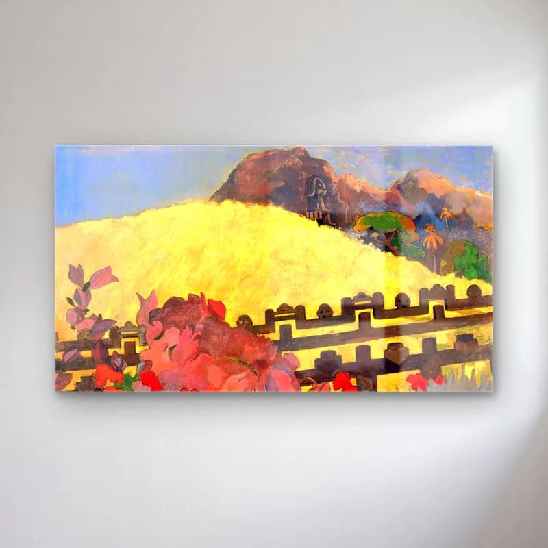 Paul Gauguin – There is the Temple cam tablo — Paul Gauguin – There is the Temple — empresyonist çiçek bahçesi