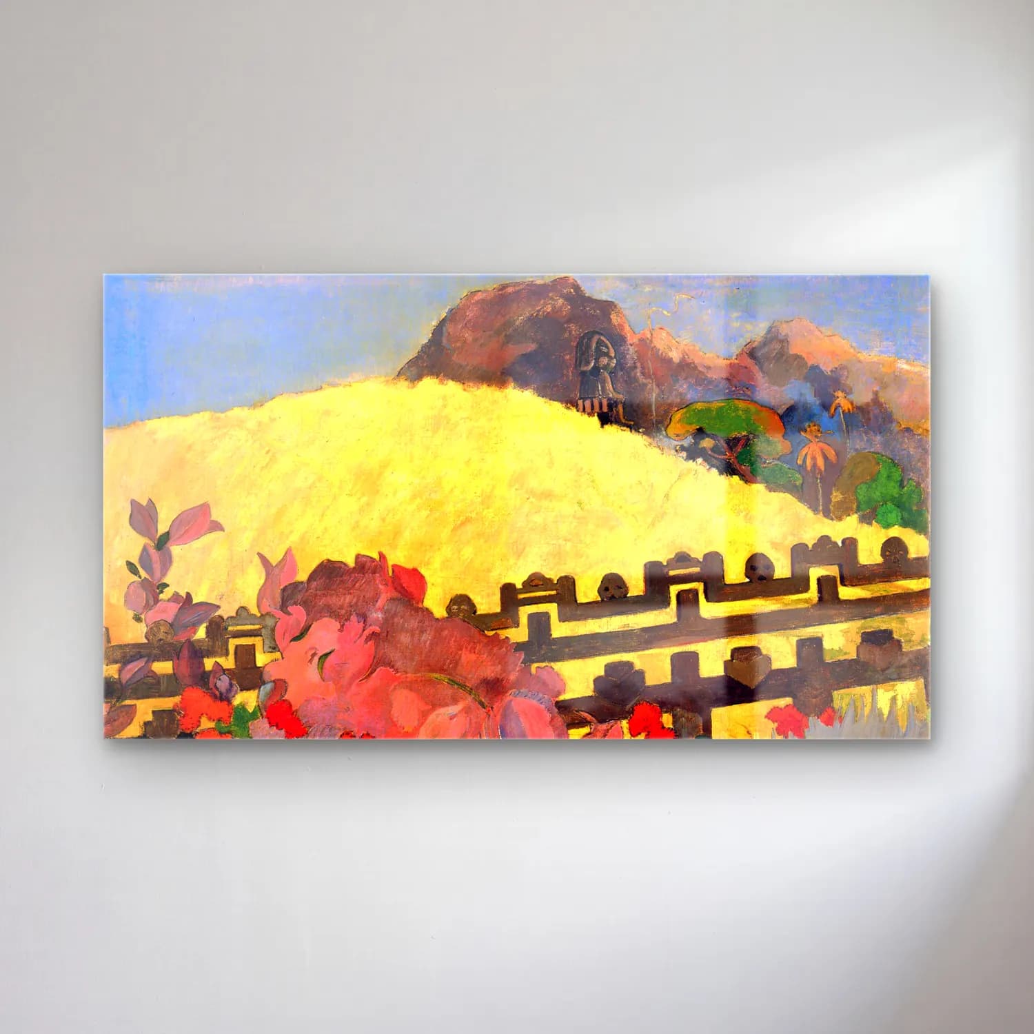 Paul Gauguin – There is the Temple cam tablo — Paul Gauguin – There is the Temple — empresyonist çiçek bahçesi