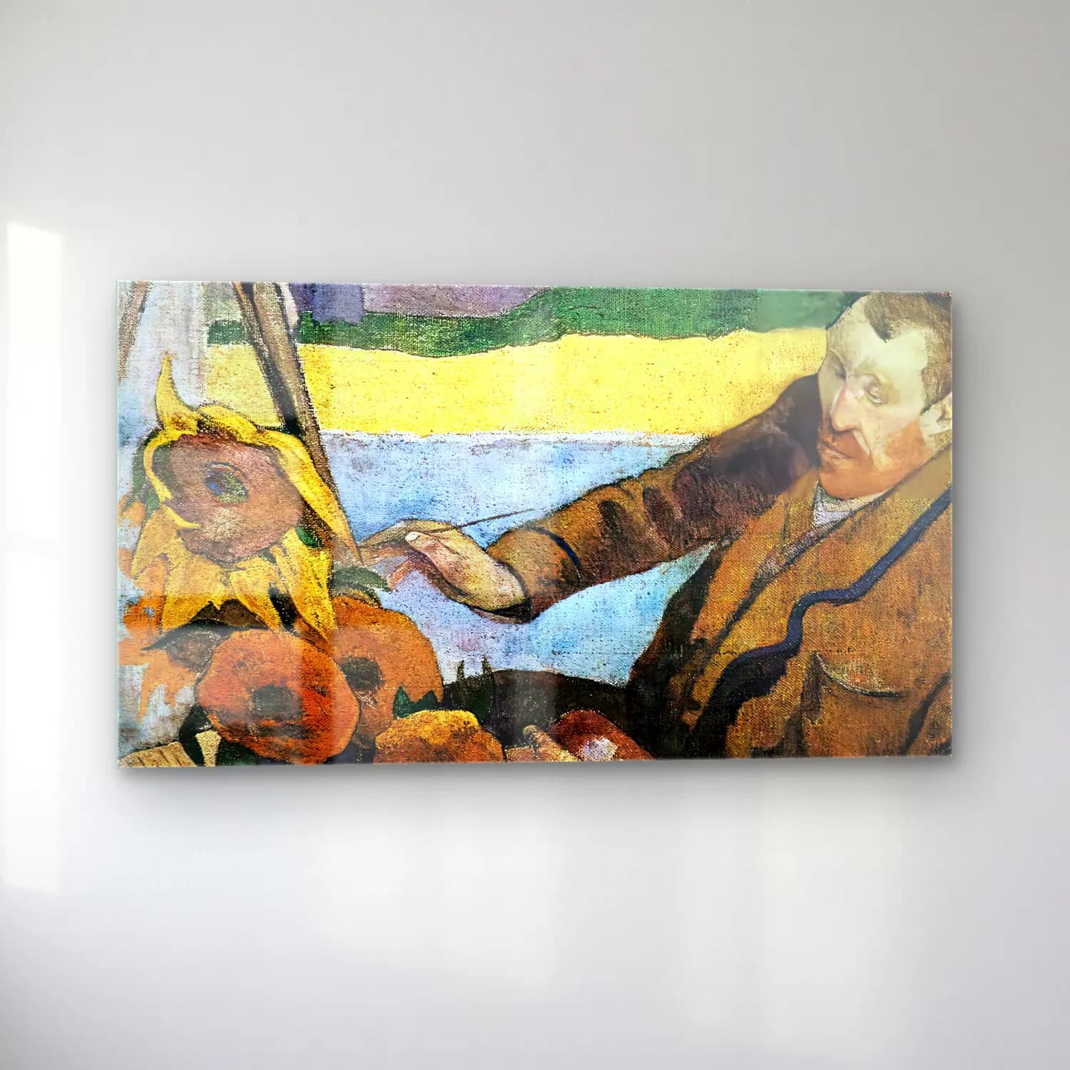 Paul Gauguin – Van Gogh Painting Sunflowers cam tablo — sol açıdan görünüm