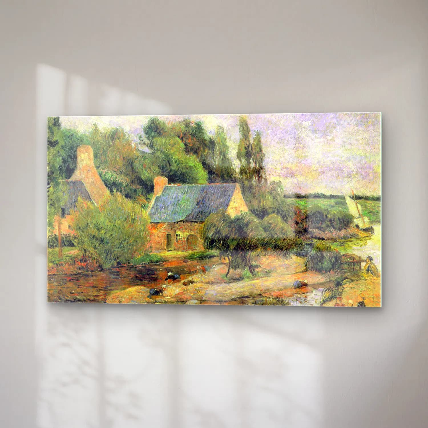 Paul Gauguin – Washerwomen at Pont-Aven cam tablo — sağ açıdan görünüm