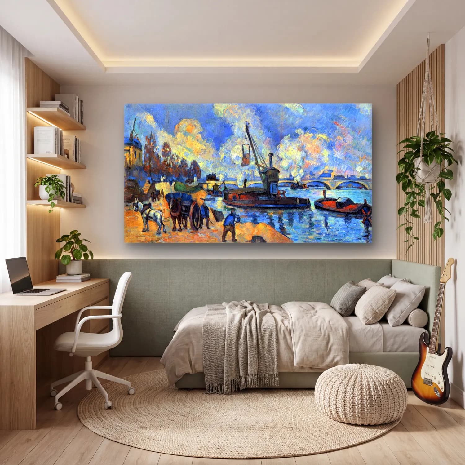 Cezanne – The Seine at Bercy cam tablo — genç odasında