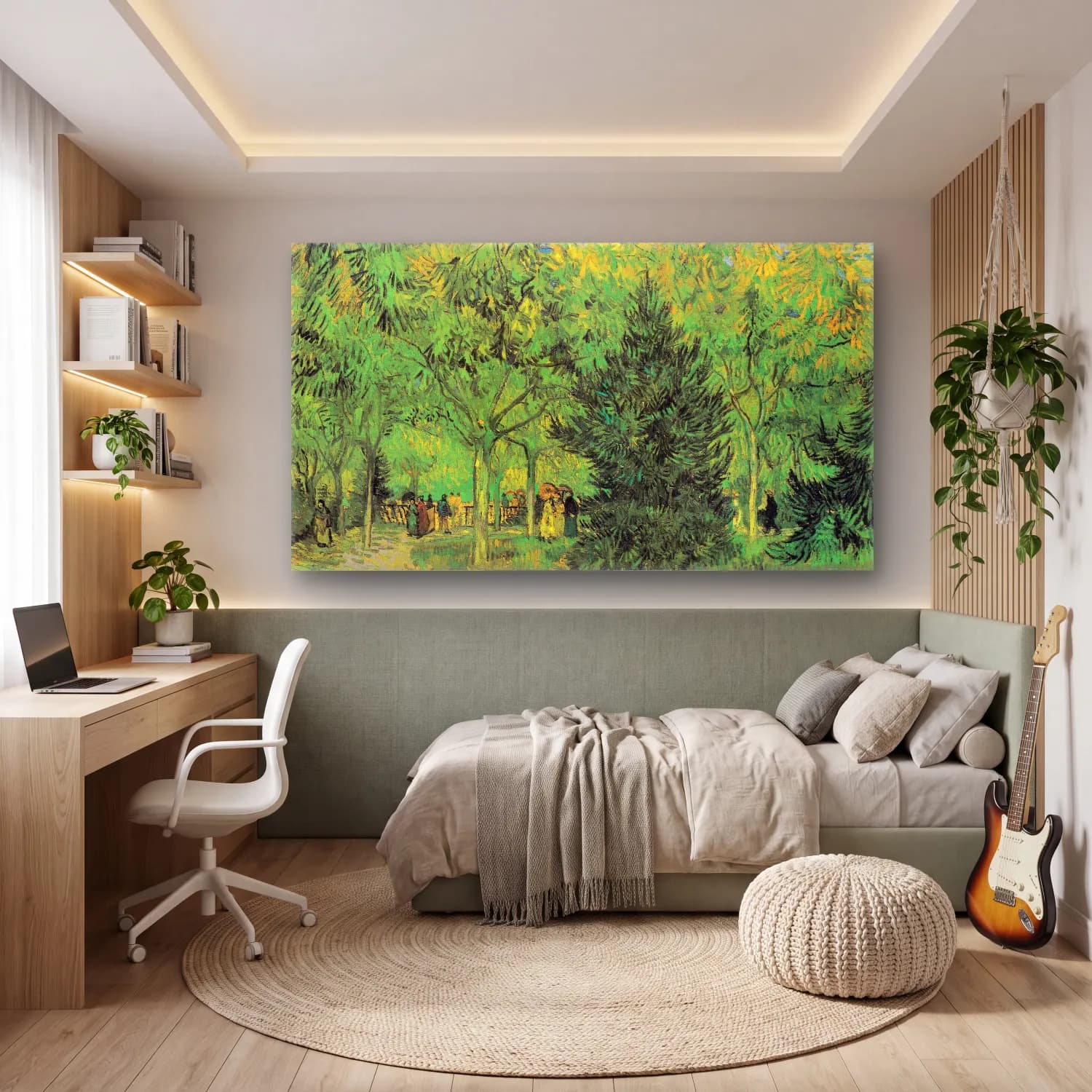 Vincent van Gogh – A Lane in the Public Garden at Arles cam tablo — genç odasında