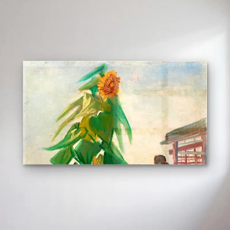 Vincent van Gogh – Allotment with Sunflower – Sarı Tonlar cam tablo — Vincent van Gogh – Allotment with Sunflower – Sarı Tonlar — empresyonist ayçiçekleri