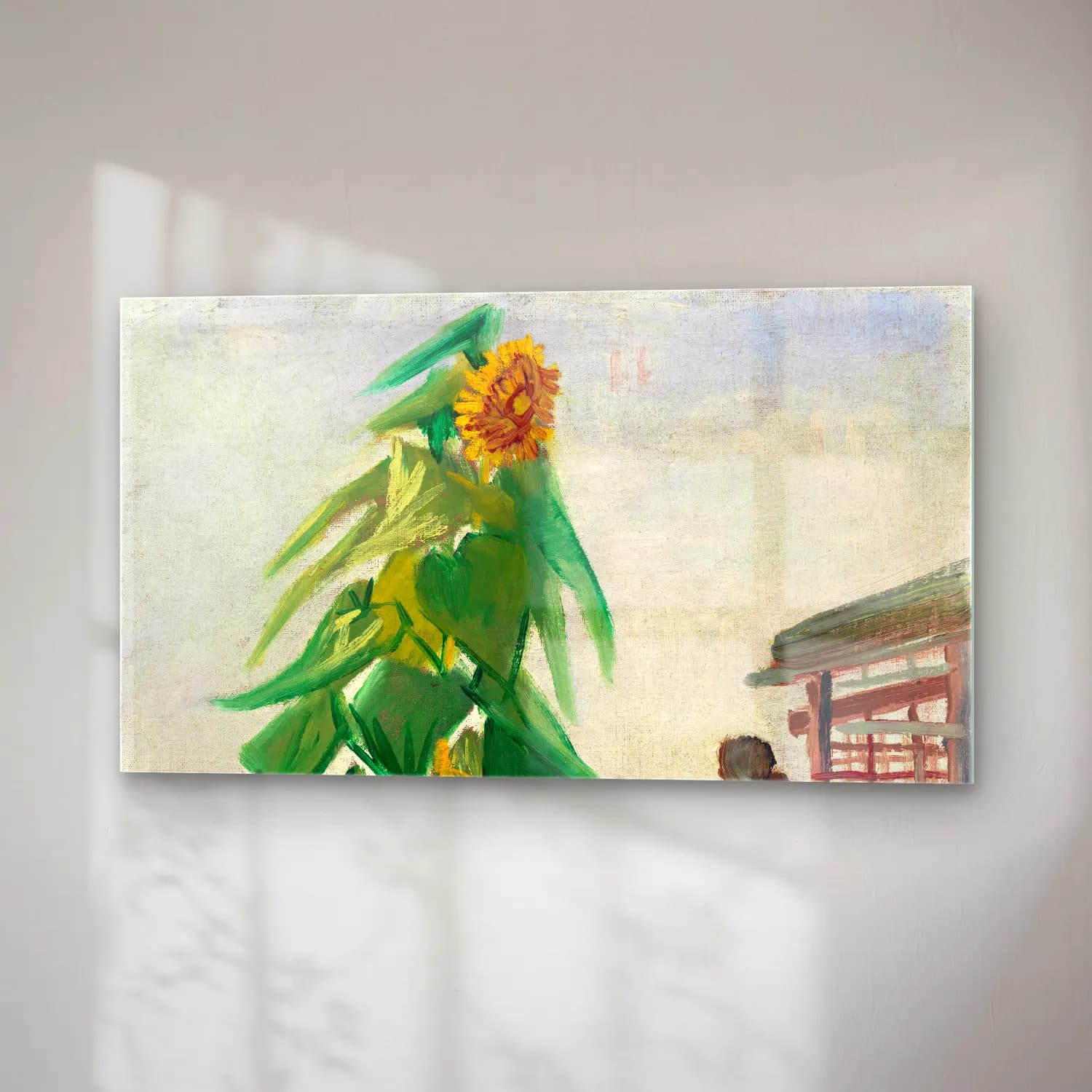 Vincent van Gogh – Allotment with Sunflower – Sarı Tonlar cam tablo — sağ açıdan görünüm