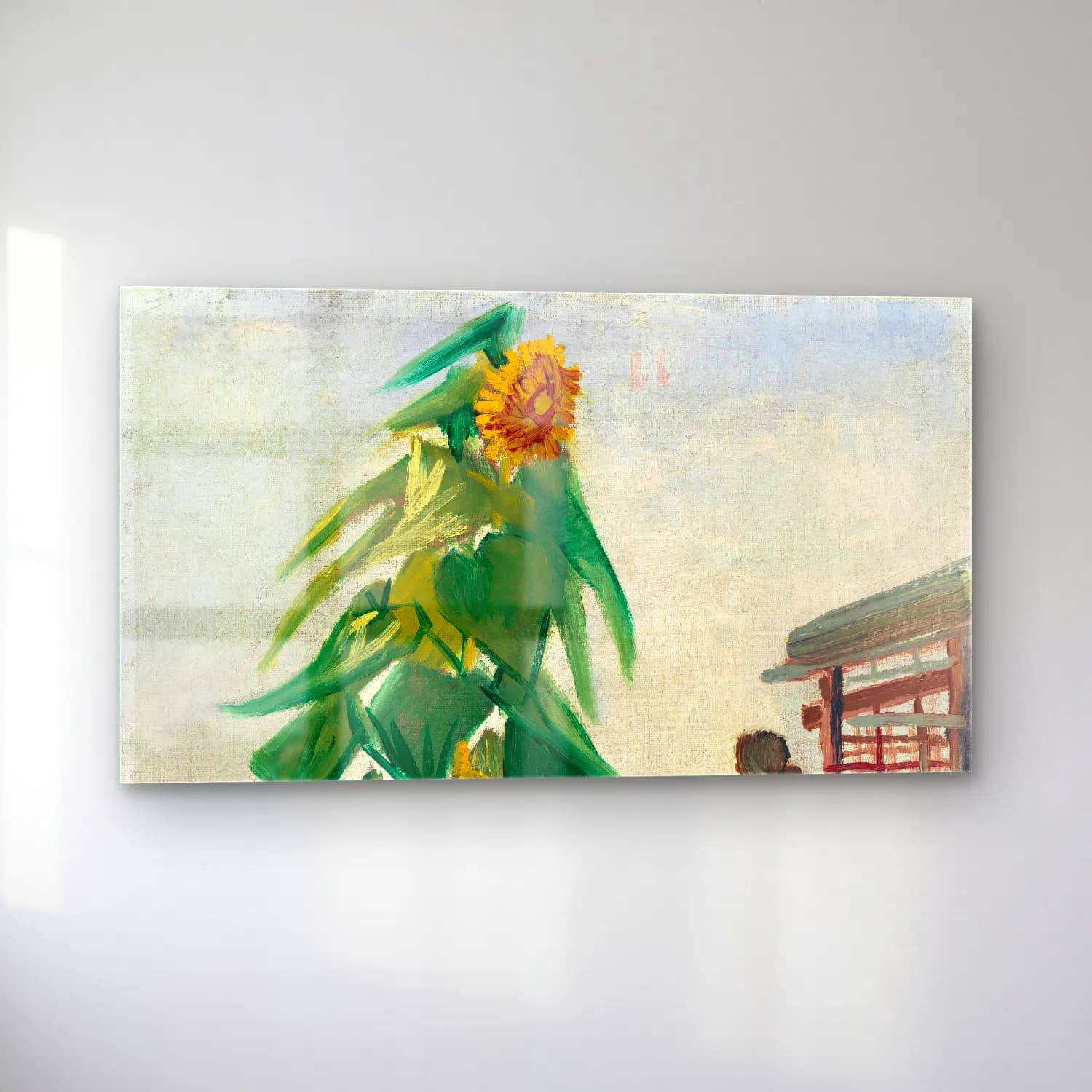 Vincent van Gogh – Allotment with Sunflower – Sarı Tonlar cam tablo — sol açıdan görünüm