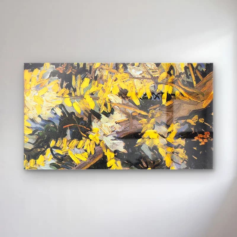 Vincent van Gogh – Blossoming Acacia Branches – Sarı Tonlar cam tablo — Vincent van Gogh – Blossoming Acacia Branches – Sarı Tonlar — empresyonist limon dalı