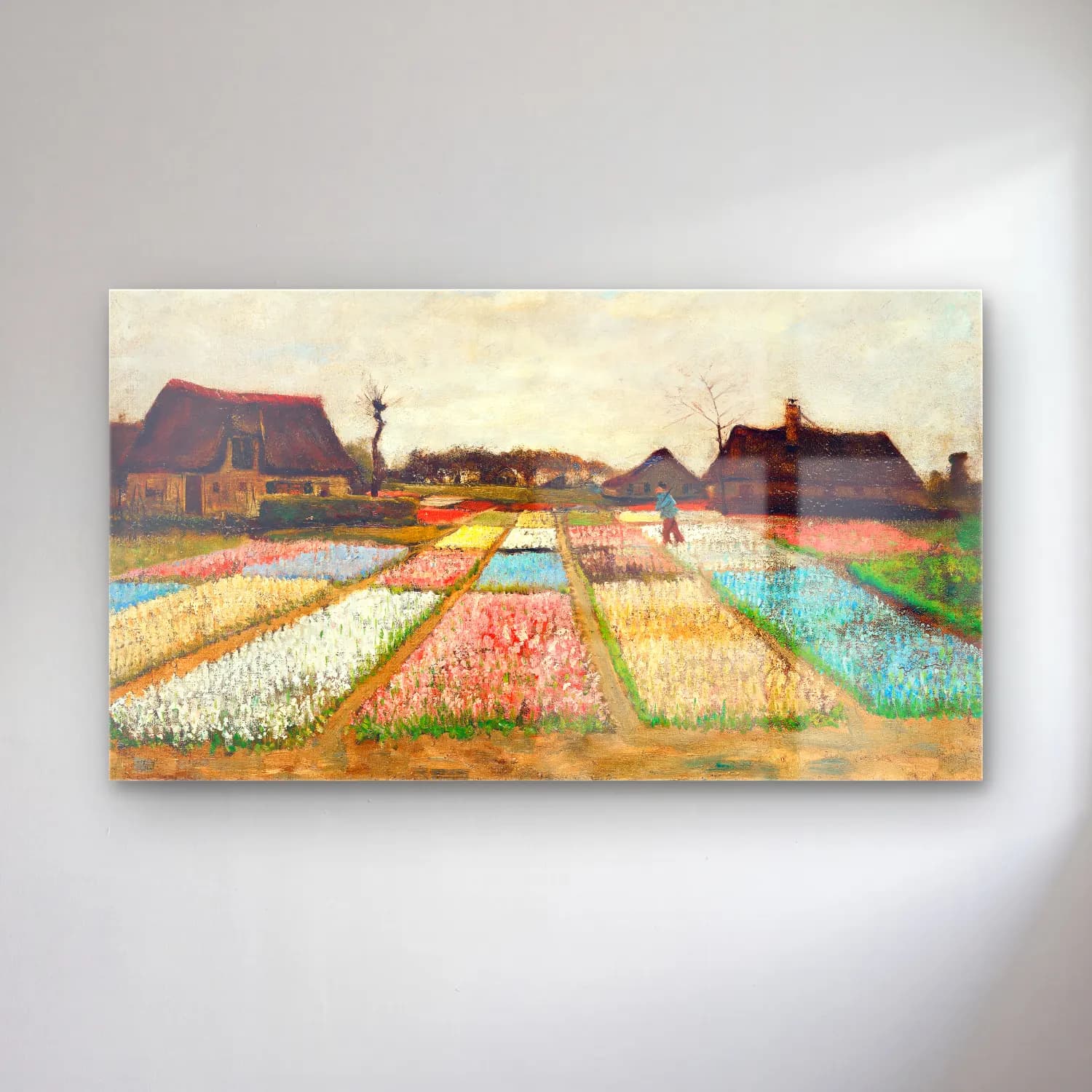 Vincent van Gogh – Bulb Fields cam tablo — Vincent van Gogh – Bulb Fields — empresyonist çiçek pazarı