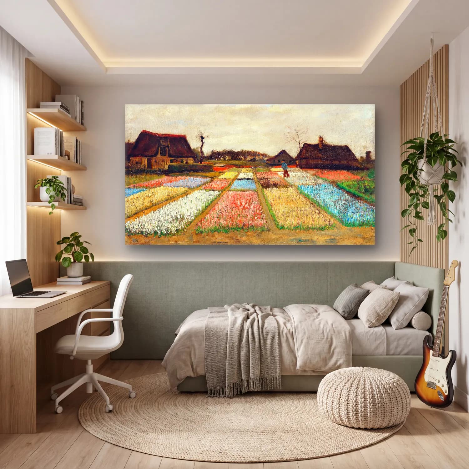 Vincent van Gogh – Bulb Fields cam tablo — genç odasında