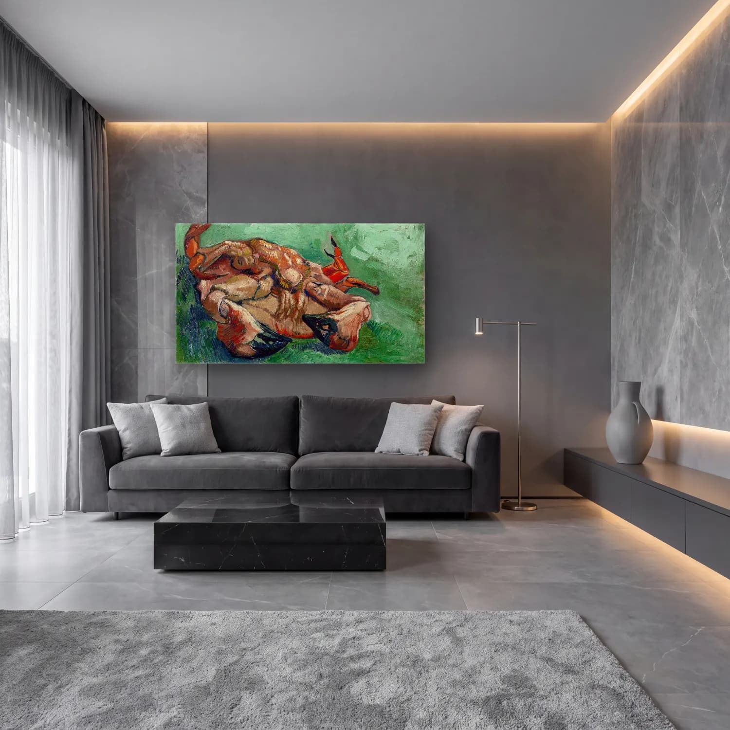 Vincent van Gogh – Crab on its Back cam tablo — lüks salon duvarında