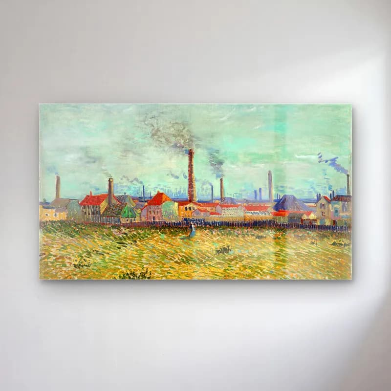 Vincent van Gogh – Factories at Clichy cam tablo — Vincent van Gogh – Factories at Clichy — empresyonist renk alanları