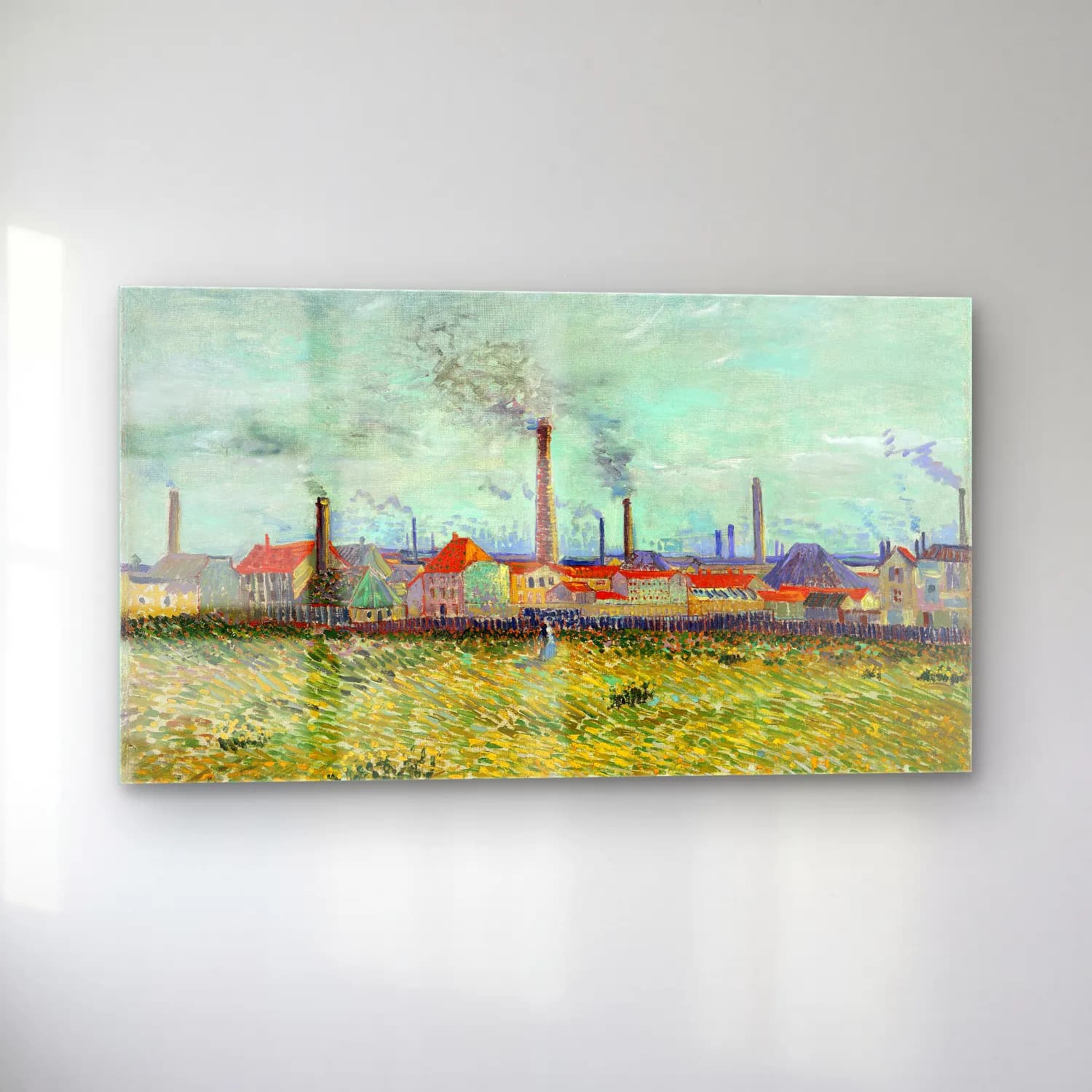 Vincent van Gogh – Factories at Clichy cam tablo — sol açıdan görünüm