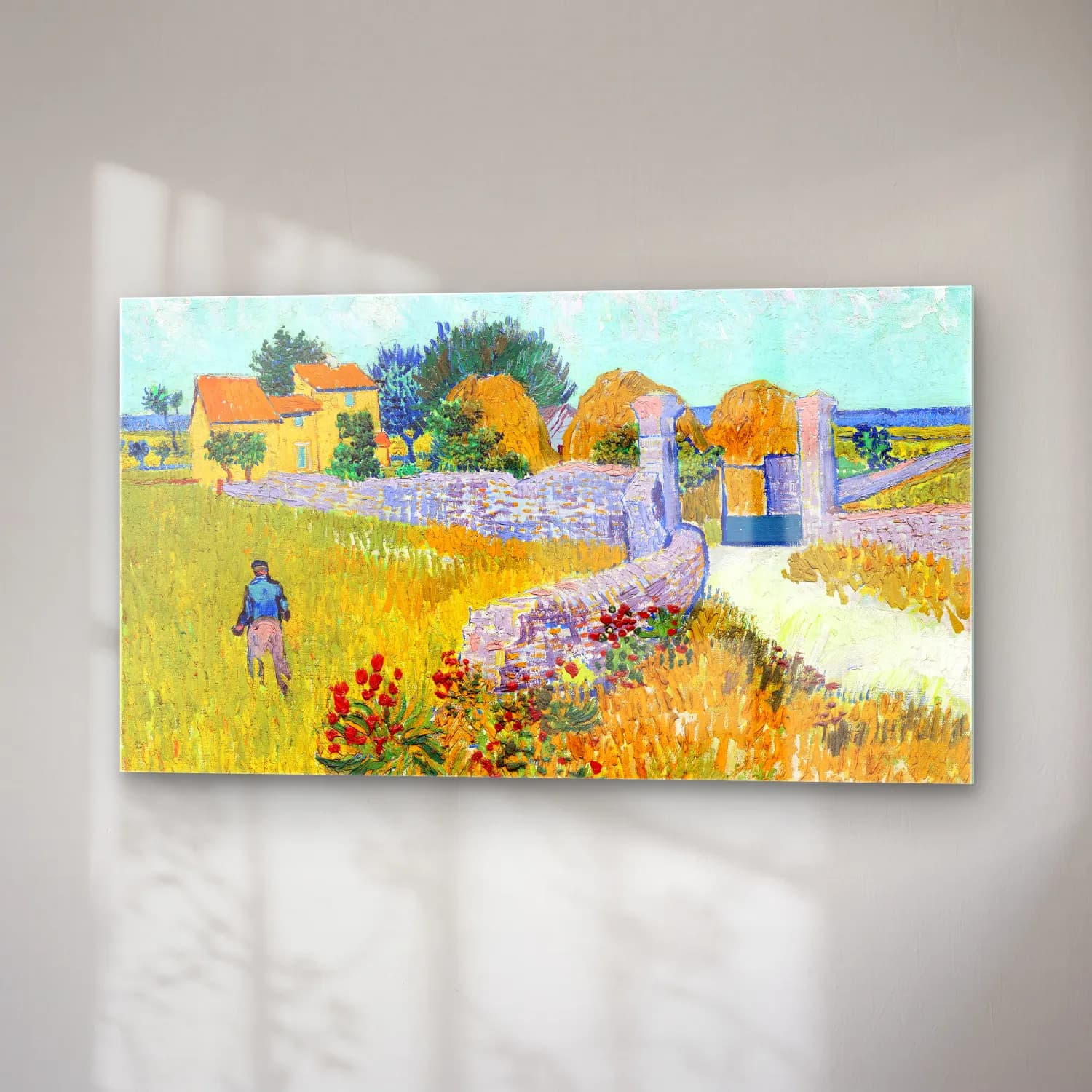 Vincent van Gogh – Farmhouse in Provence – Sarı Tonlar cam tablo — sağ açıdan görünüm
