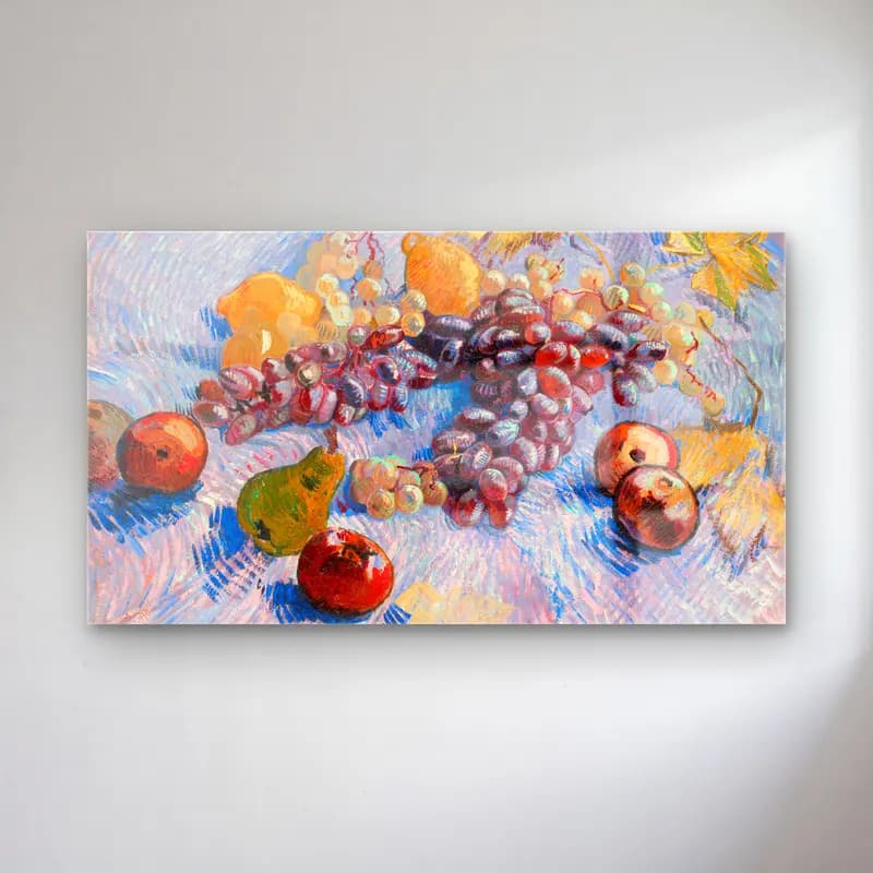 Vincent van Gogh – Grapes, Lemons, Pears, and Apples cam tablo — Vincent van Gogh – Grapes, Lemons, Pears, and Apples — empresyonist meyveli natürmort