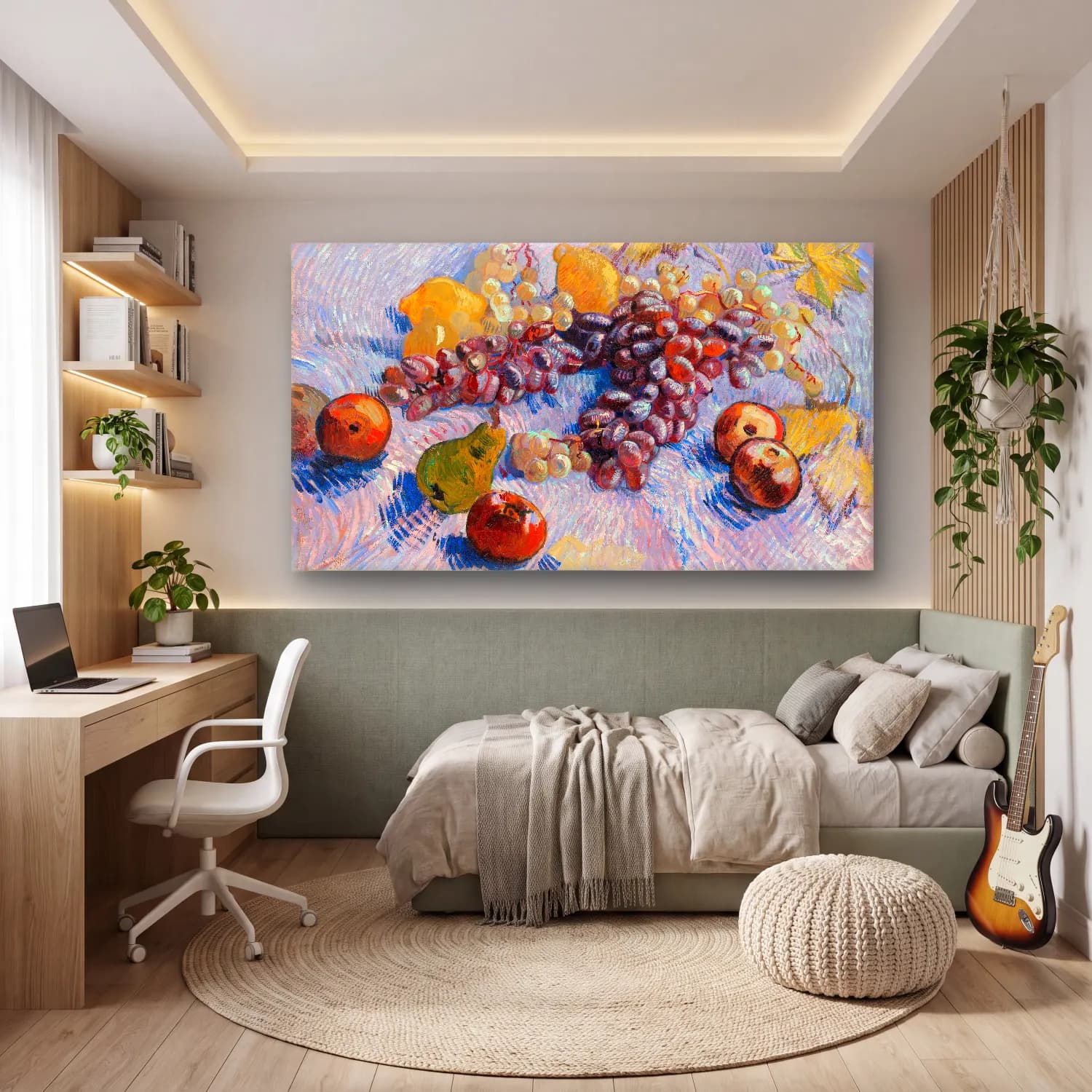 Vincent van Gogh – Grapes, Lemons, Pears, and Apples cam tablo — genç odasında