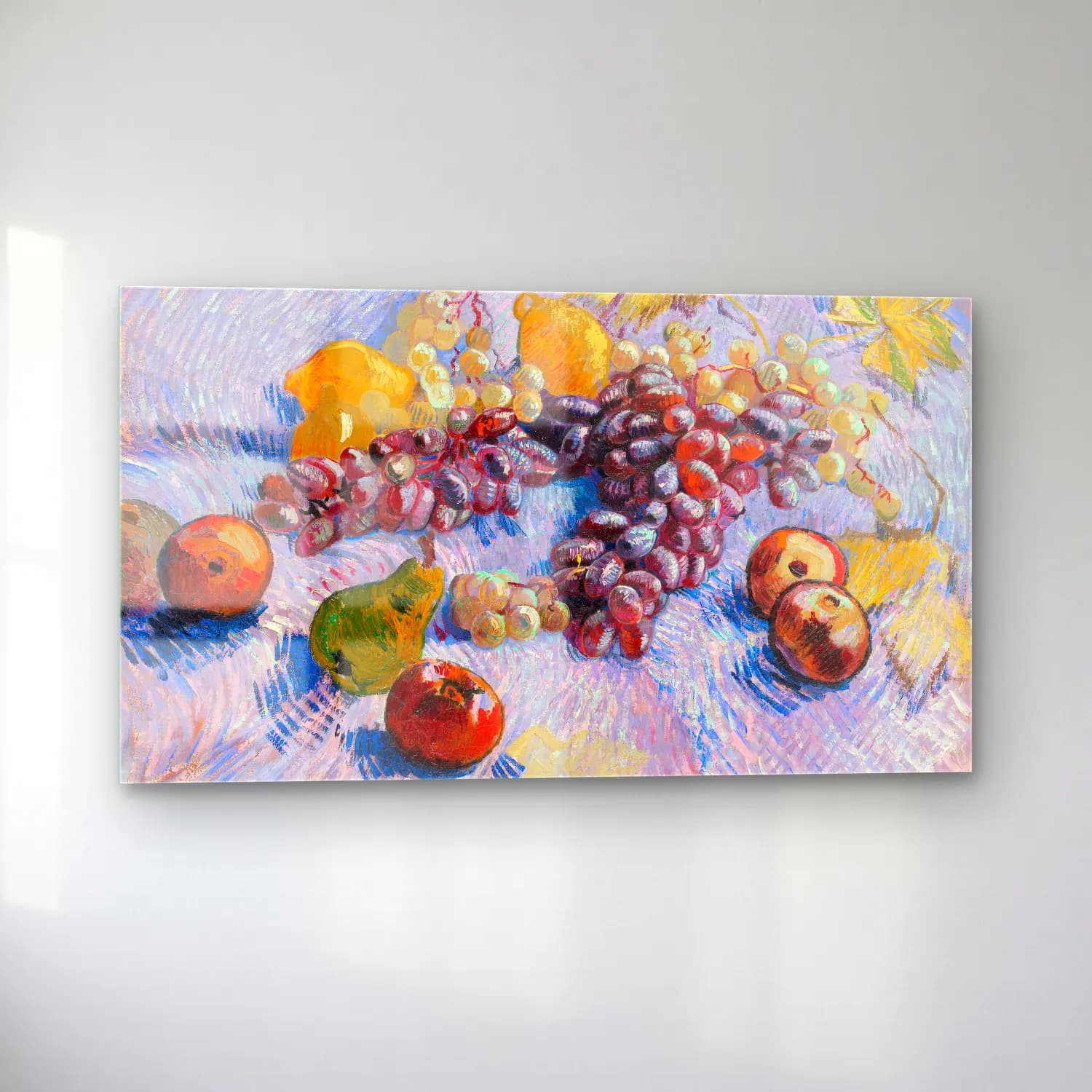 Vincent van Gogh – Grapes, Lemons, Pears, and Apples cam tablo — sol açıdan görünüm