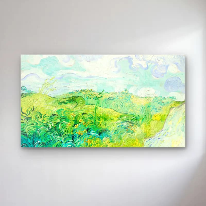 Vincent van Gogh – Green Wheat Fields, Auvers cam tablo — Vincent van Gogh – Green Wheat Fields, Auvers — empresyonist yeşil tepeler