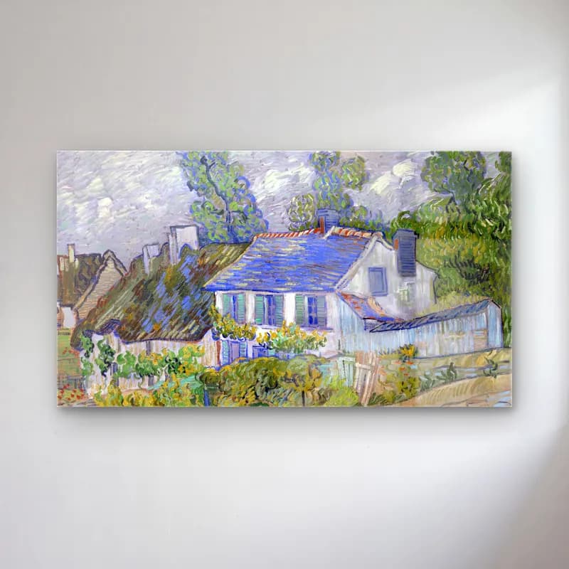 Vincent van Gogh – Houses at Auvers cam tablo — Vincent van Gogh – Houses at Auvers — empresyonist kır evi