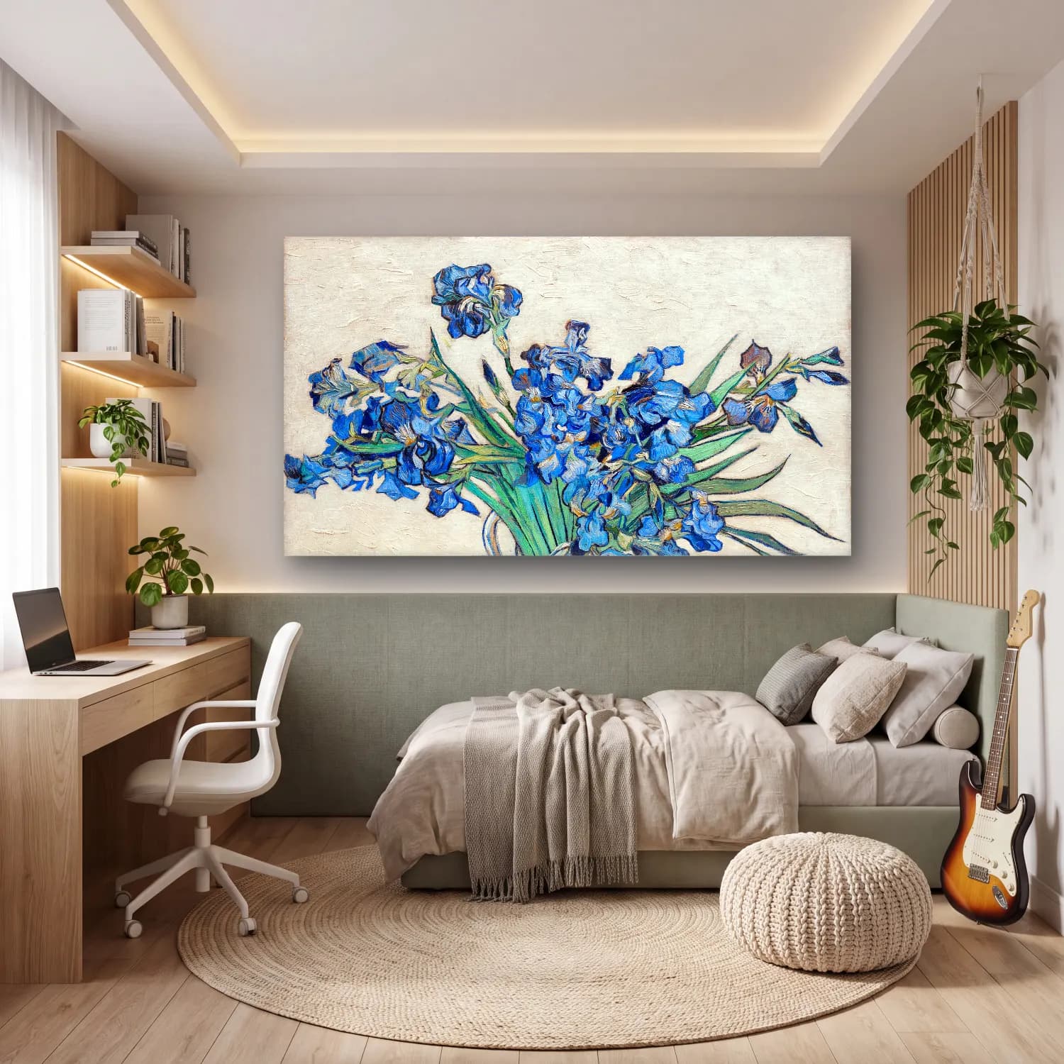 Vincent van Gogh – Irises No. 4 cam tablo — genç odasında