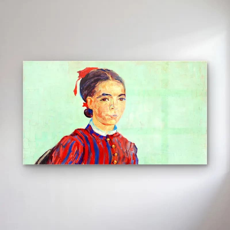 Vincent van Gogh – La Mousmé – Kırmızı Tonlar cam tablo — Vincent van Gogh – La Mousmé – Kırmızı Tonlar — empresyonist kız çocuğu portresi