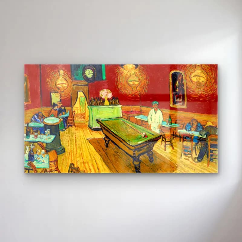 Vincent van Gogh – Le café de nuit (The Night Café) cam tablo — Vincent van Gogh – Le café de nuit (The Night Café) — empresyonist vintage i̇ç mekân