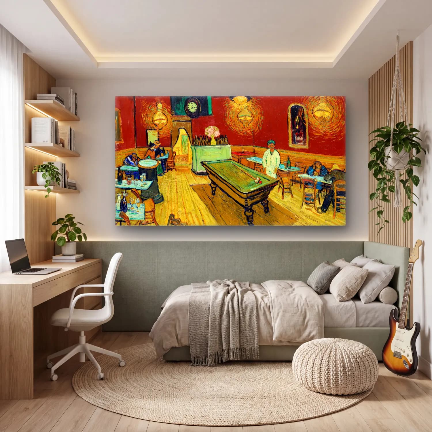 Vincent van Gogh – Le café de nuit (The Night Café) cam tablo — genç odasında