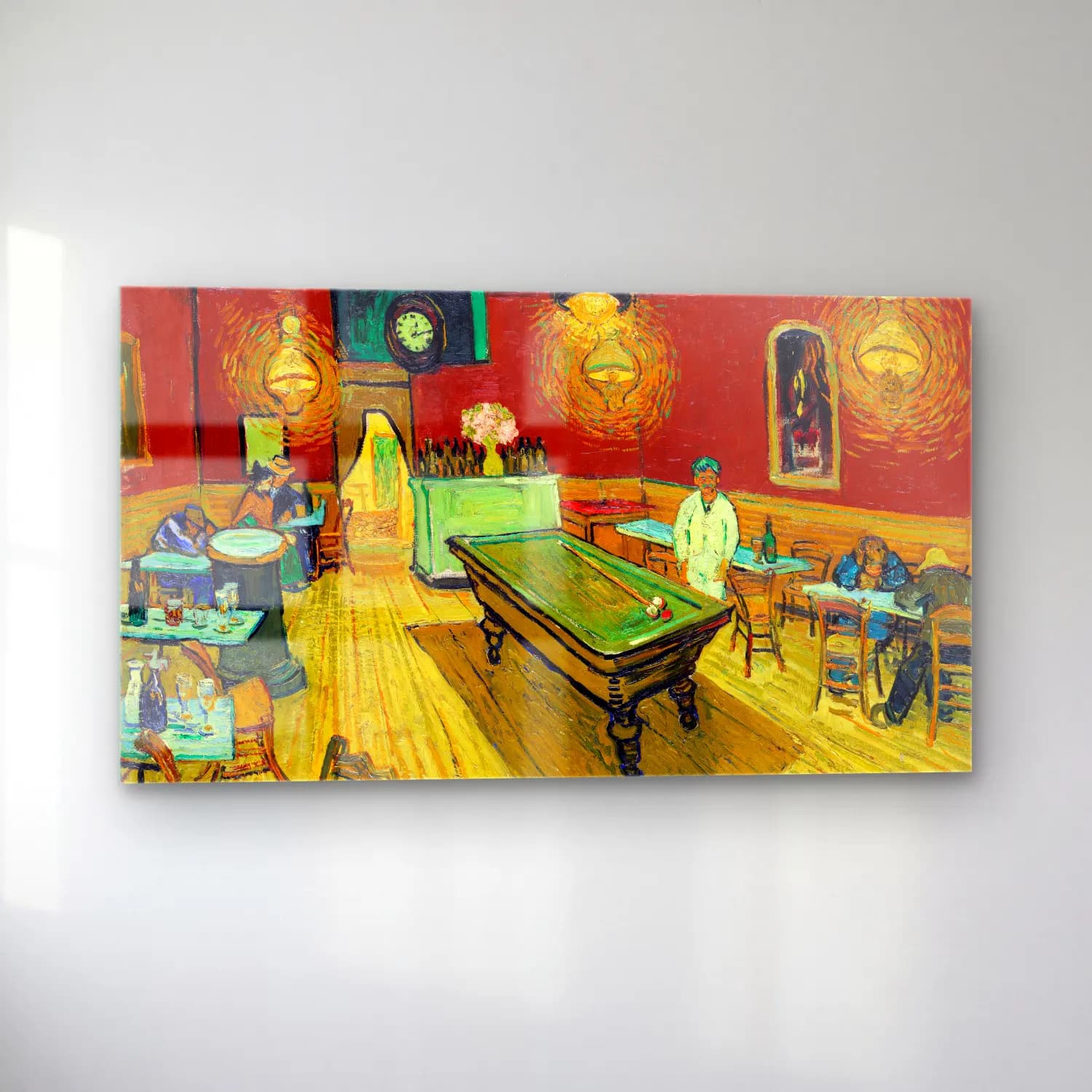 Vincent van Gogh – Le café de nuit (The Night Café) cam tablo — sol açıdan görünüm