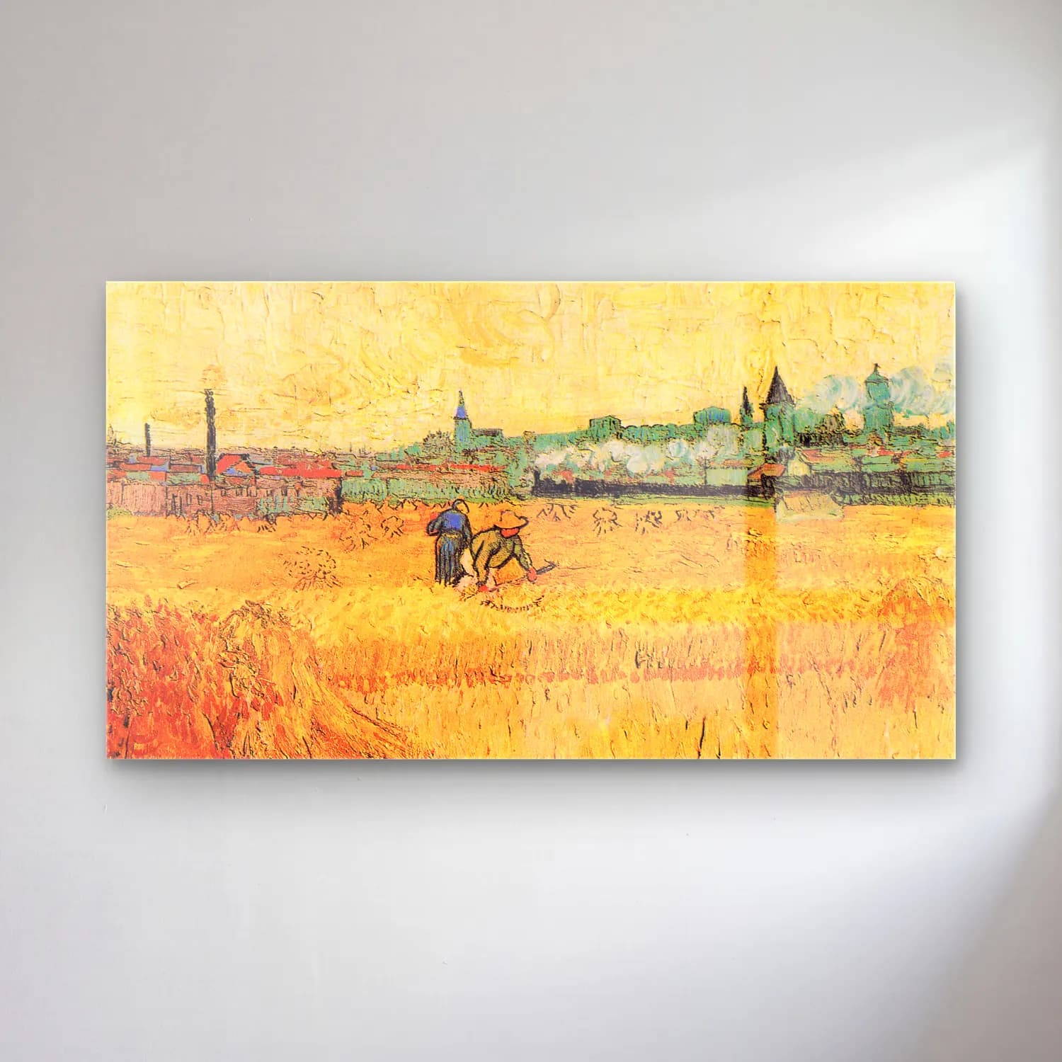 Vincent van Gogh – Les Moissonneurs cam tablo — Vincent van Gogh – Les Moissonneurs — empresyonist buğday tarlası