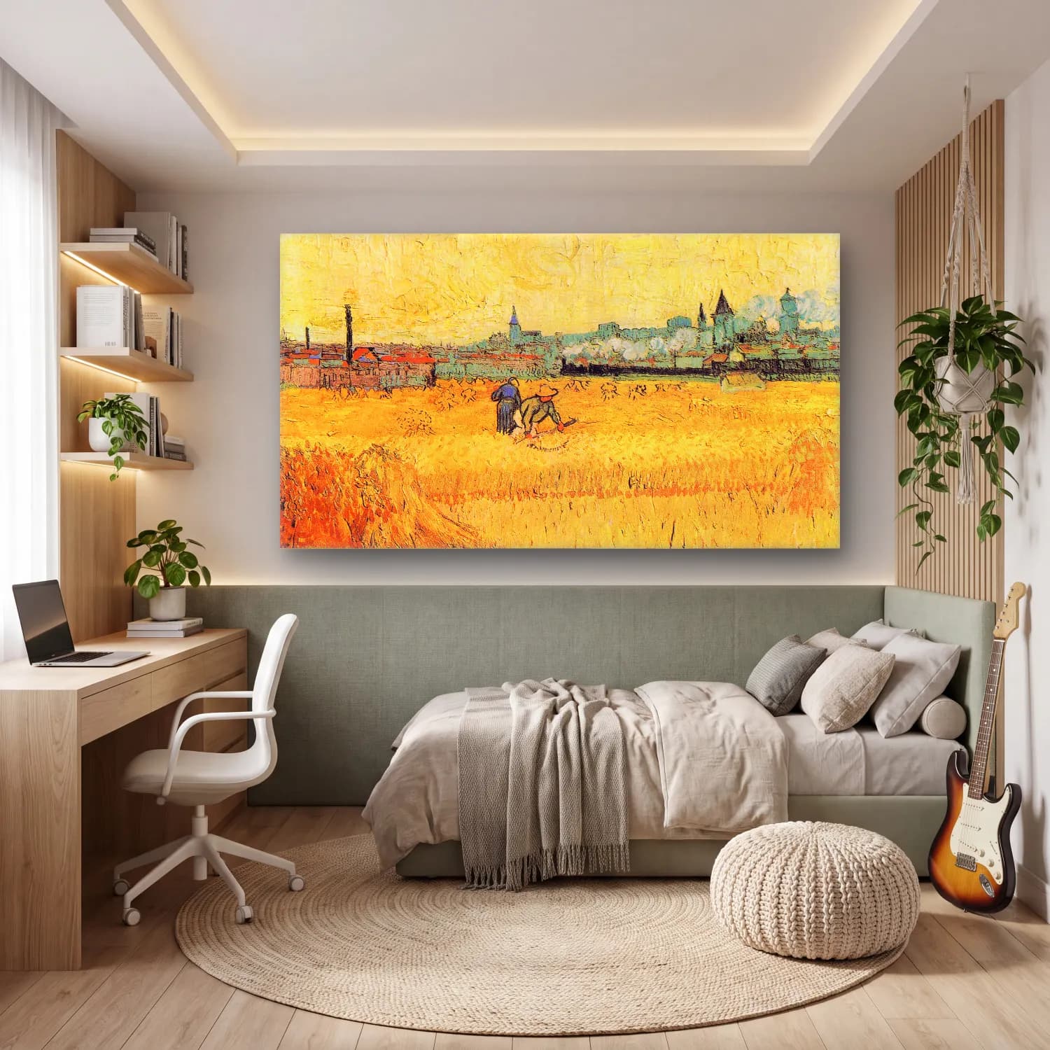 Vincent van Gogh – Les Moissonneurs cam tablo — genç odasında