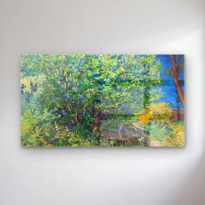 Vincent van Gogh – Lilac Bush – Yeşil Tonlar cam tablo — Vincent van Gogh – Lilac Bush – Yeşil Tonlar — empresyonist orman