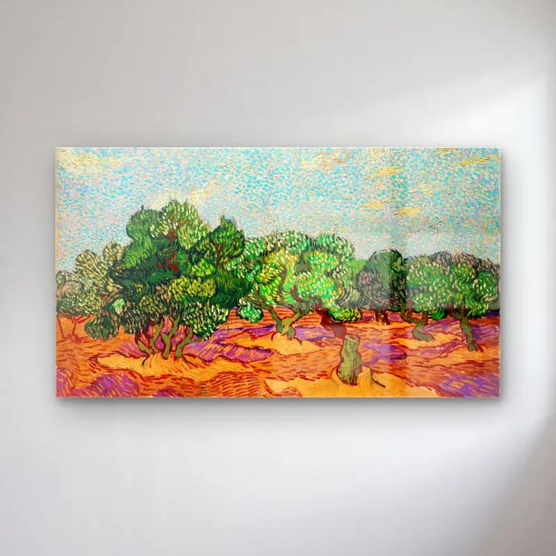 Vincent van Gogh – Olive Trees cam tablo — Vincent van Gogh – Olive Trees — empresyonist zeytin ve zeytinyağı