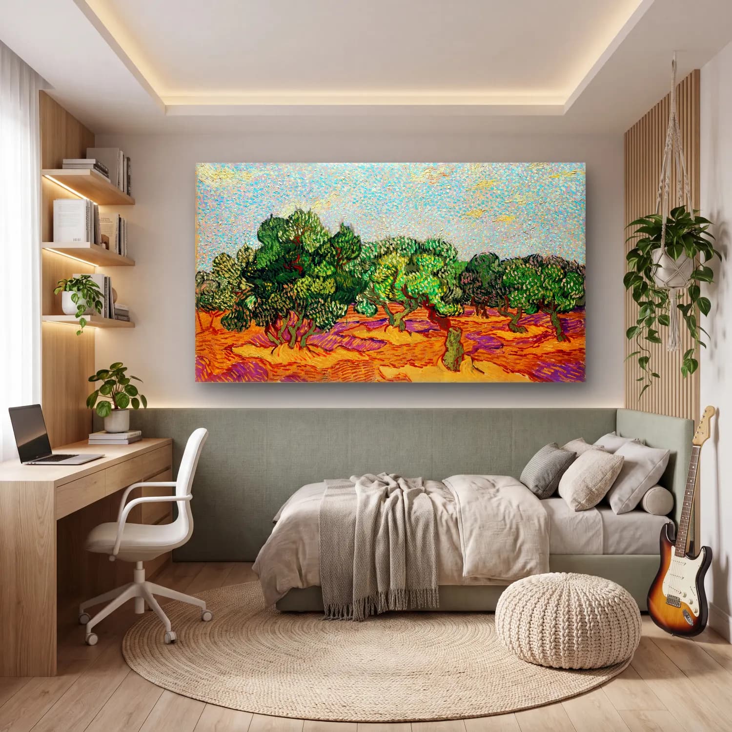 Vincent van Gogh – Olive Trees cam tablo — genç odasında